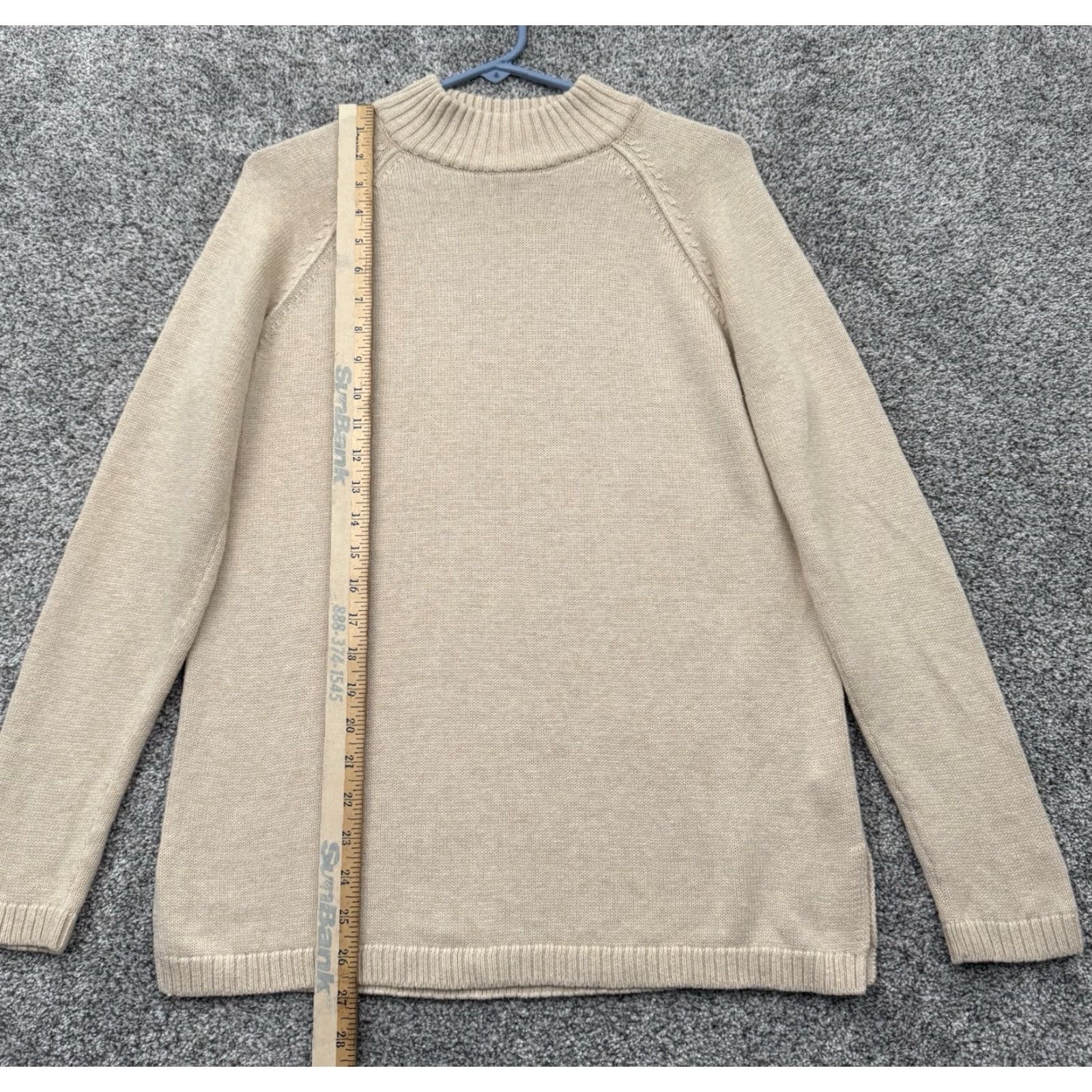 Vintage JEANNE PIERRE Sweater Women Medium Ivory 100% Cotton Mock Neck Long Sleeve Knit Pullover Winter 2010 Vintage N/A Size M / US 6-8 / IT 42-44 - 2 Thumbnail