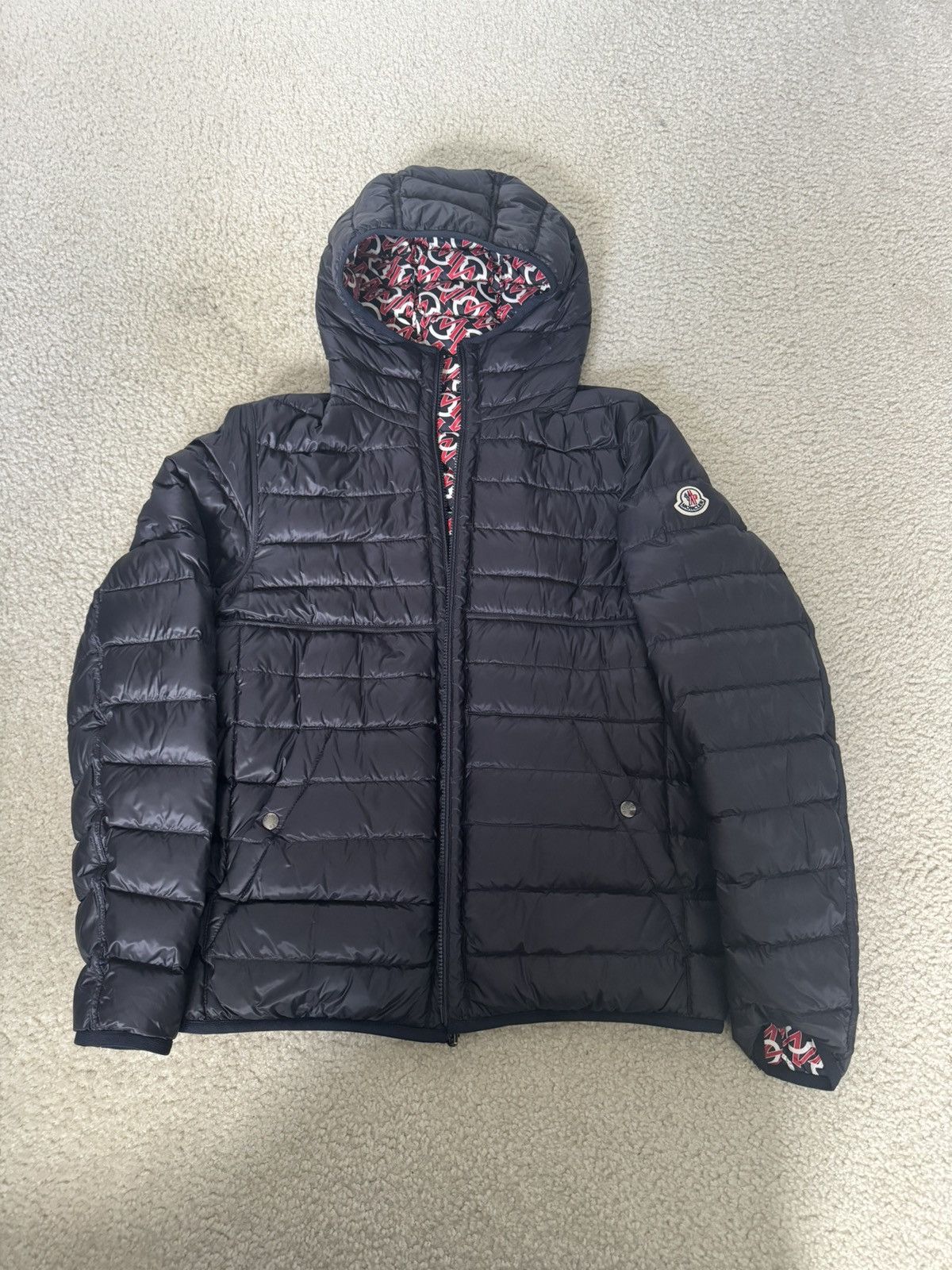 image of Moncler Reversible Puffer Logo All Over Multicolor, Men's (Size XL)