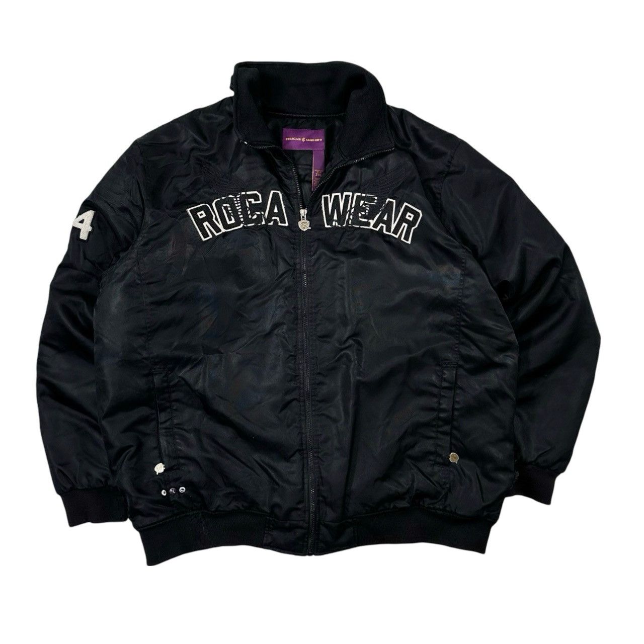 Vintage Vintage 00s Y2K Roca Wear Spellout Patch Zip Up Jacket Size US XXL / EU 58 / 5 - 1 Thumbnail