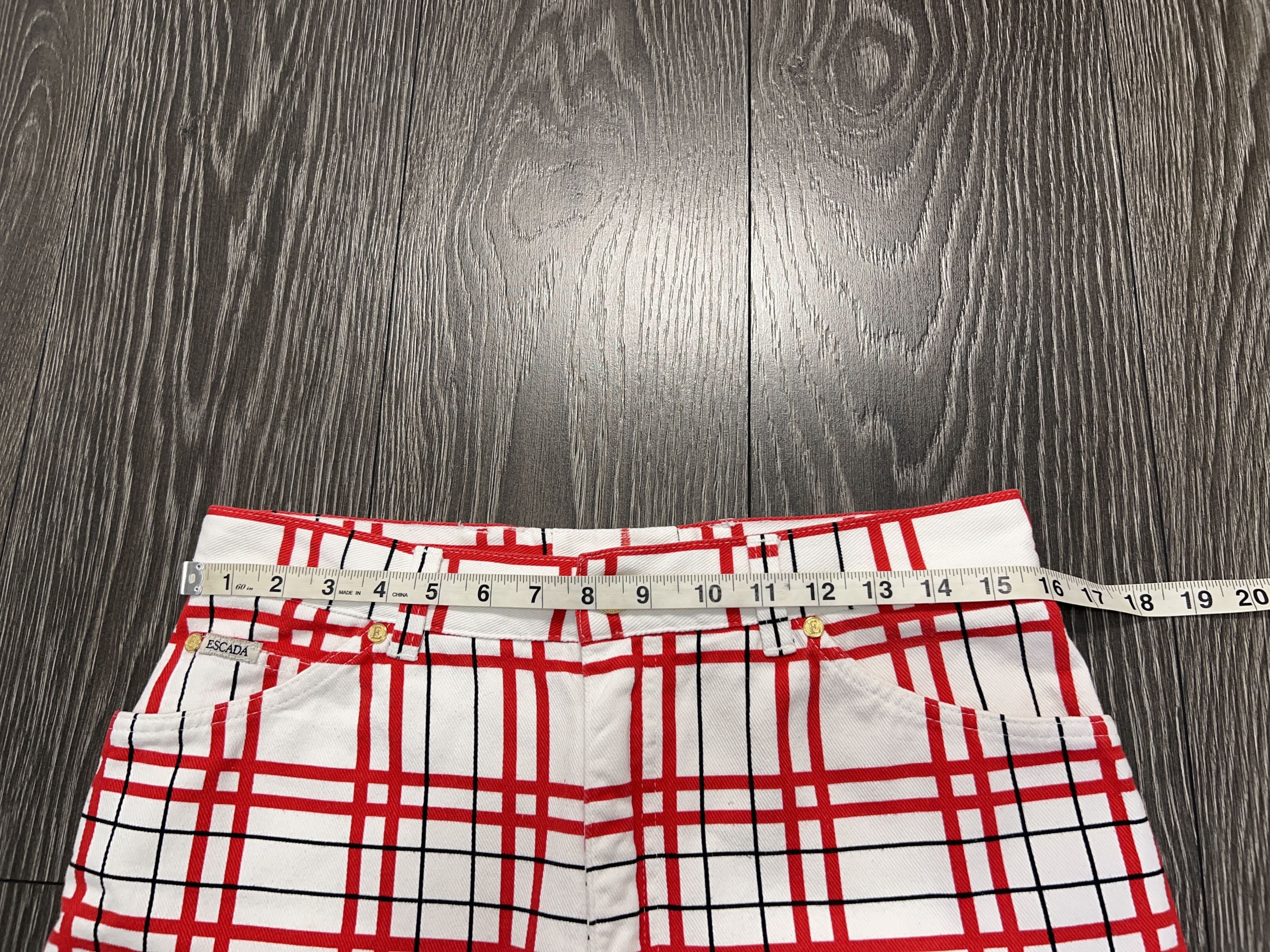 Escada Vintage Margaretha Ley Luxury Check Cotton Denim Shorts Size 27" / US 4 / IT 40 - 6 Thumbnail