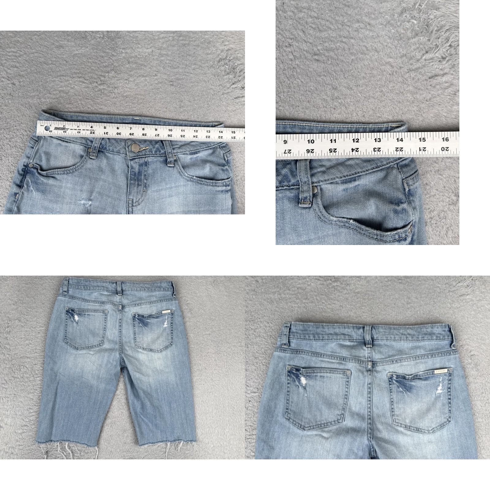 Vintage Jennifer Lopez Bermuda Shorts Womens 0 Blue Distressed Floral Beaded Rhinestone Size 25" / US 0 / IT 36 - 9 Thumbnail