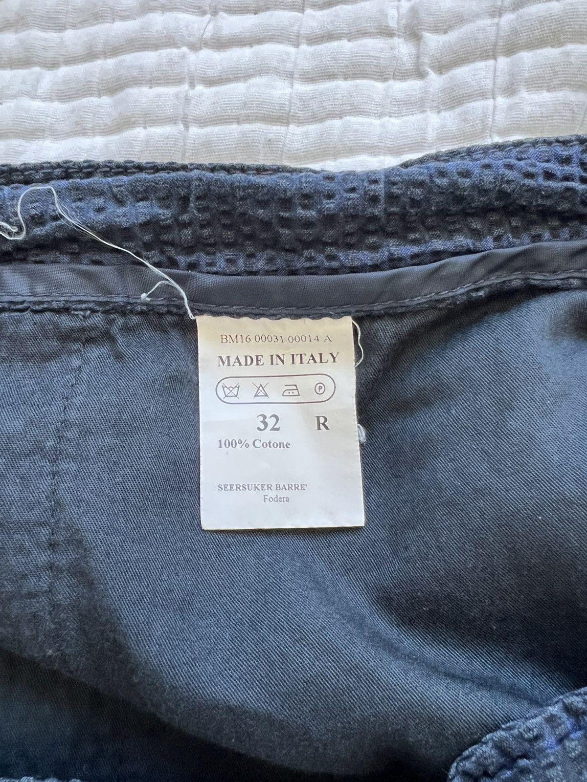 Eidos Napoli Seersucker Indigo Strped Shorts Size US 32 / EU 48 - 2 Thumbnail