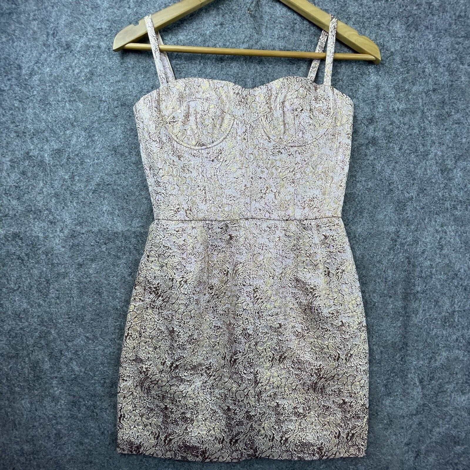 Jil Stuart Jill Stuart Dress 0 Pink Gold Shimmer Metallic Jacquard Silk Size S / US 4 / IT 40 - 1 Thumbnail