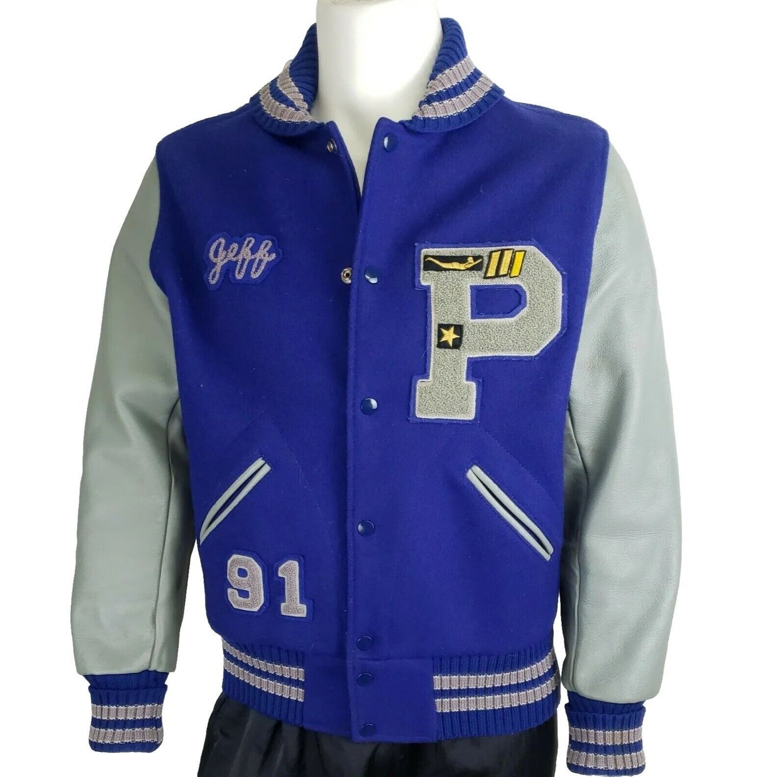 Other Vtg Letterman Jacket Leather Wool Mens 42 Blue Gray Varsity Size US M / EU 48-50 / 2 - 1 Thumbnail