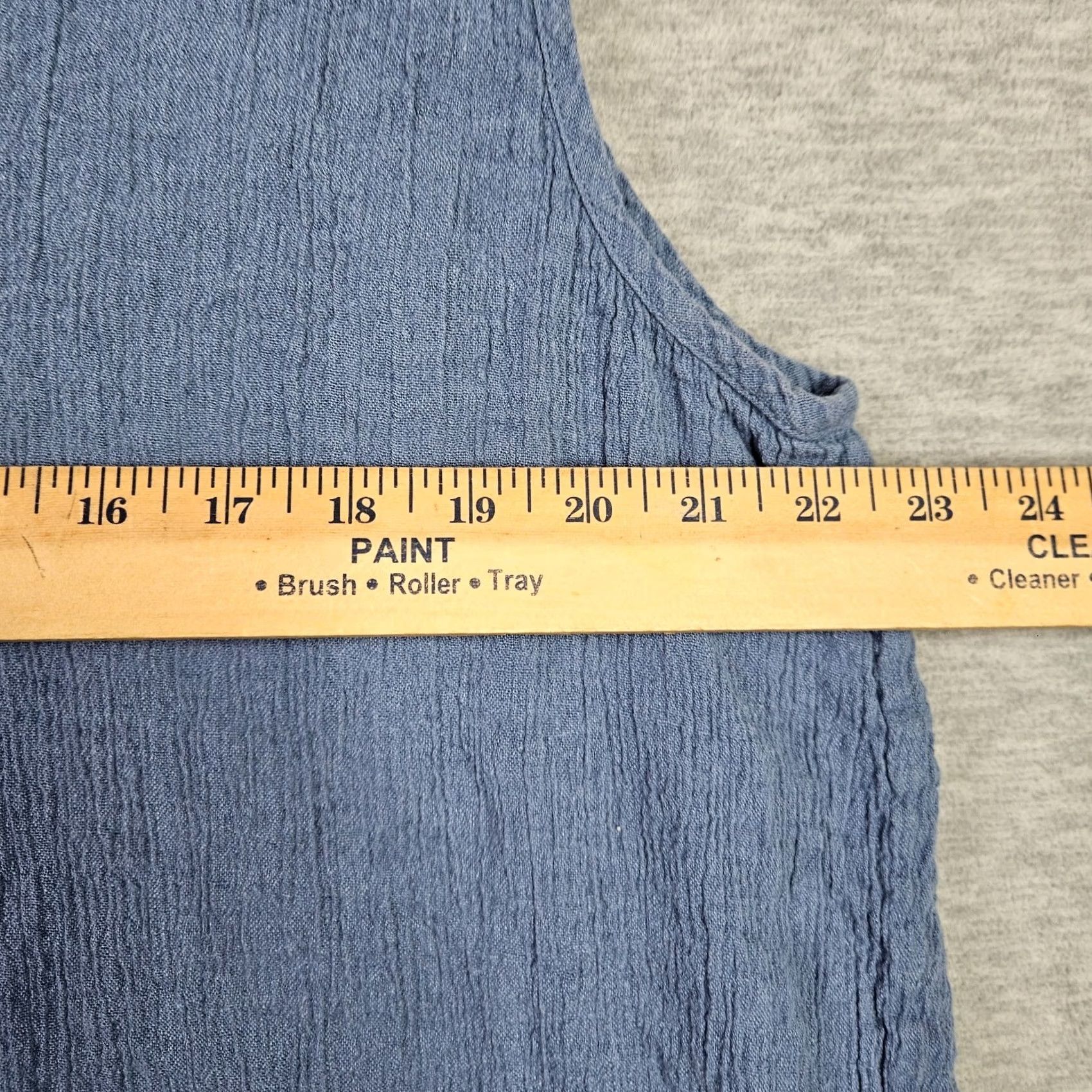 Vintage Poetry Blouse Sleeveless Blue Linen Cotton Blend V-Neck 18 Regular Womens Boys? Size XXL / US 16-18 / IT 52-54 - 3 Thumbnail