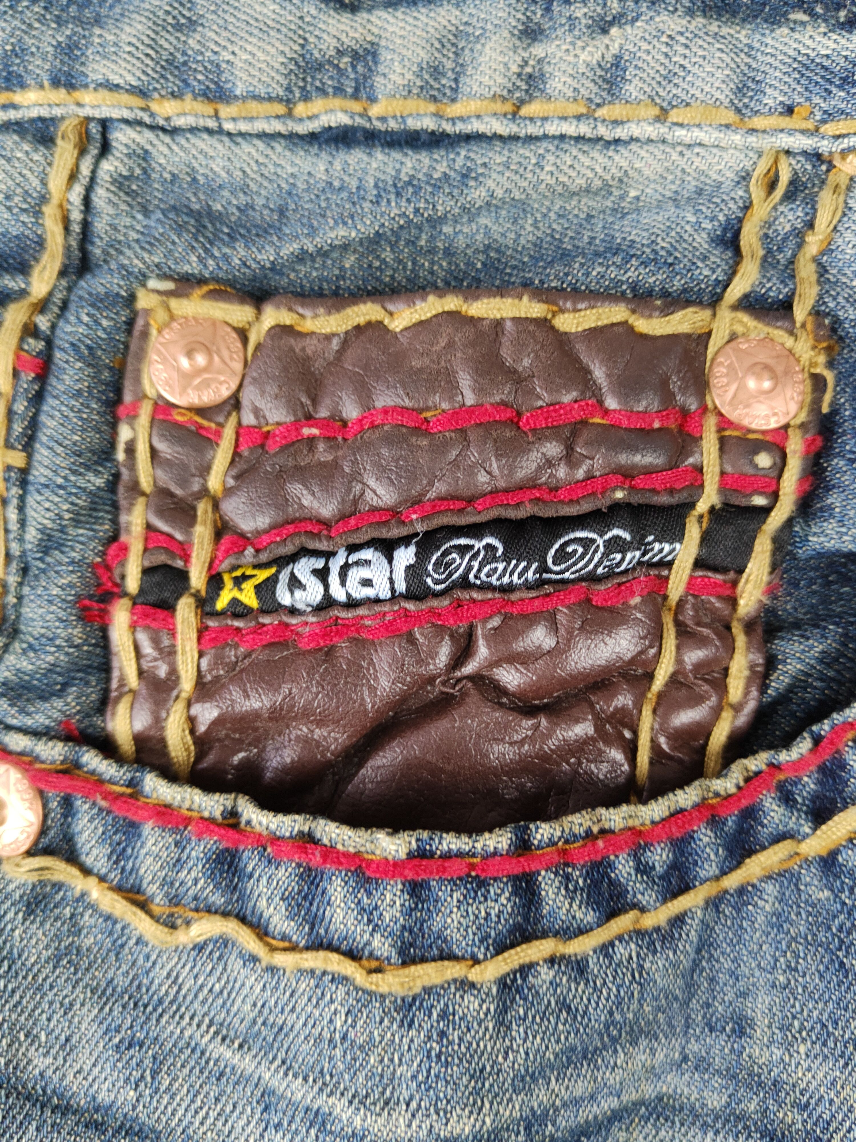 Japanese Brand DL Cstar Blue faded vintage Distressed Ripped Jeans #380 Size US 40 / EU 56 - 3 Thumbnail