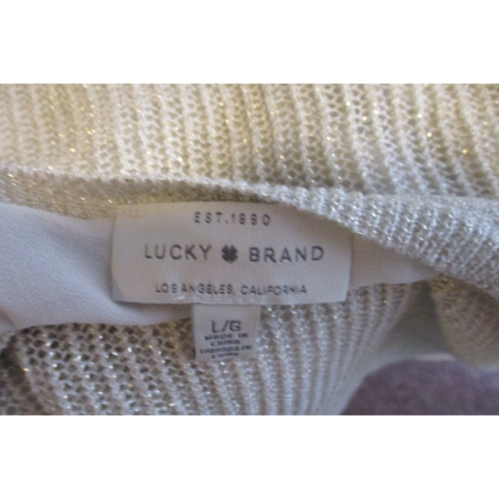 Lucky Brand LUCKY BRAND Beige Layered Metallic Long Sleeve Top L Shirt Top Women Adult L Beige Metallic Layered Top Size L / US 10 / IT 46 - 6 Thumbnail
