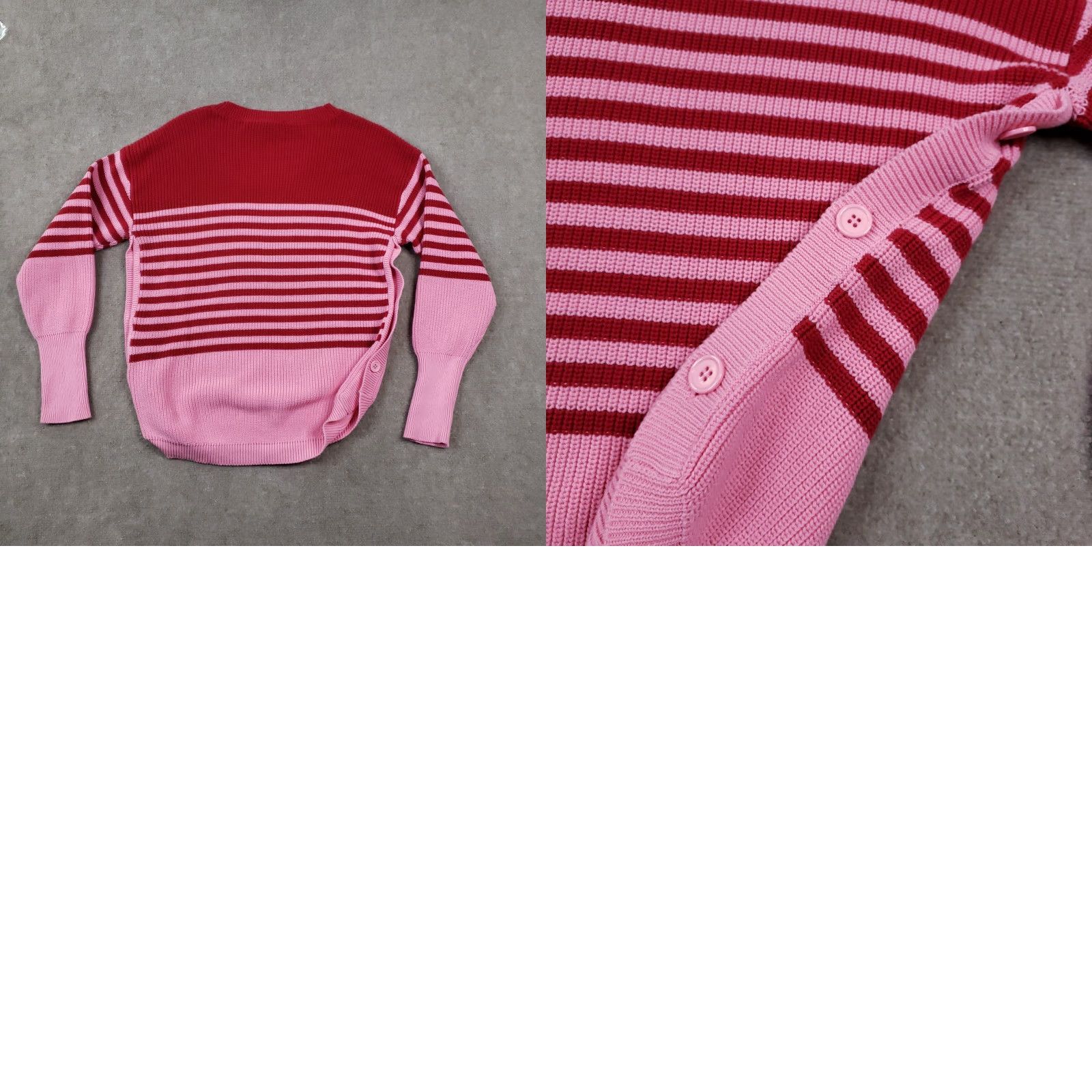 Vintage Sundays Sweater Womens Sz Small Red Pink Knit Striped Button Comfort Casual Size S / US 4 / IT 40 - 8 Thumbnail