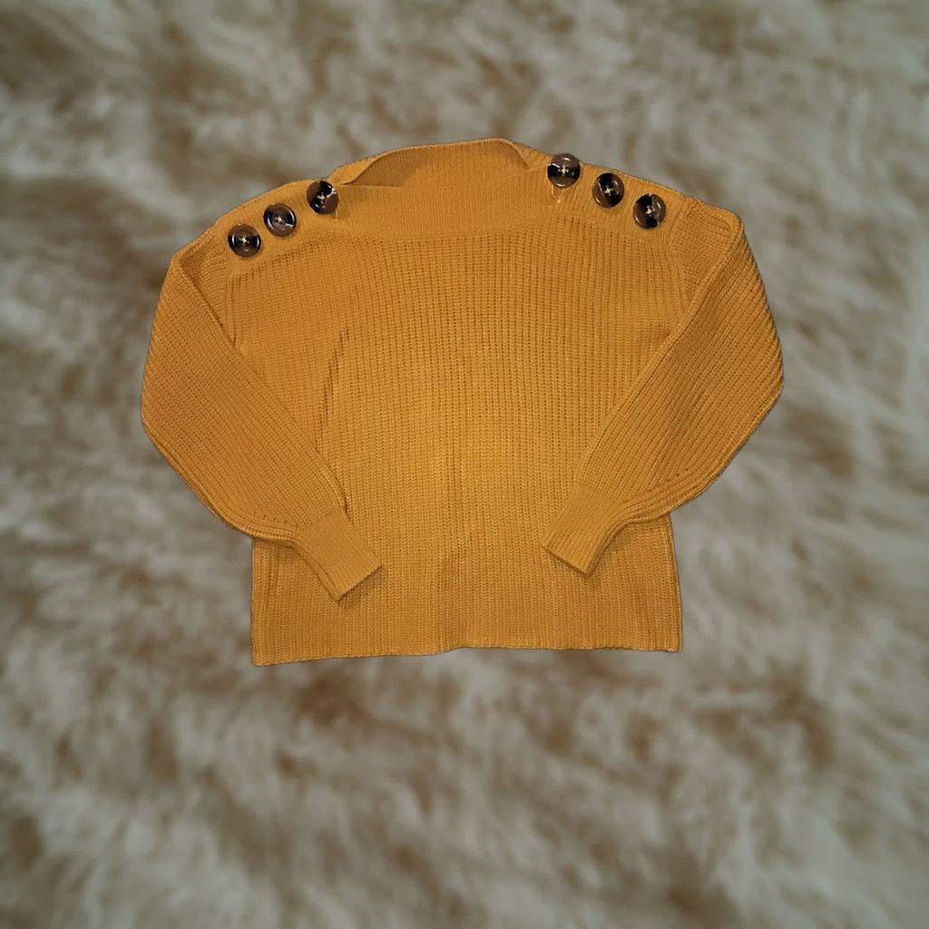 Vintage Philosophy Sweater Women's Small Gold Thick Knit Ribbed Should Button Pullover Knit Acrylic Hand Wash Only Womens Sportswear? Size S / US 4 / IT 40 - 1 Thumbnail