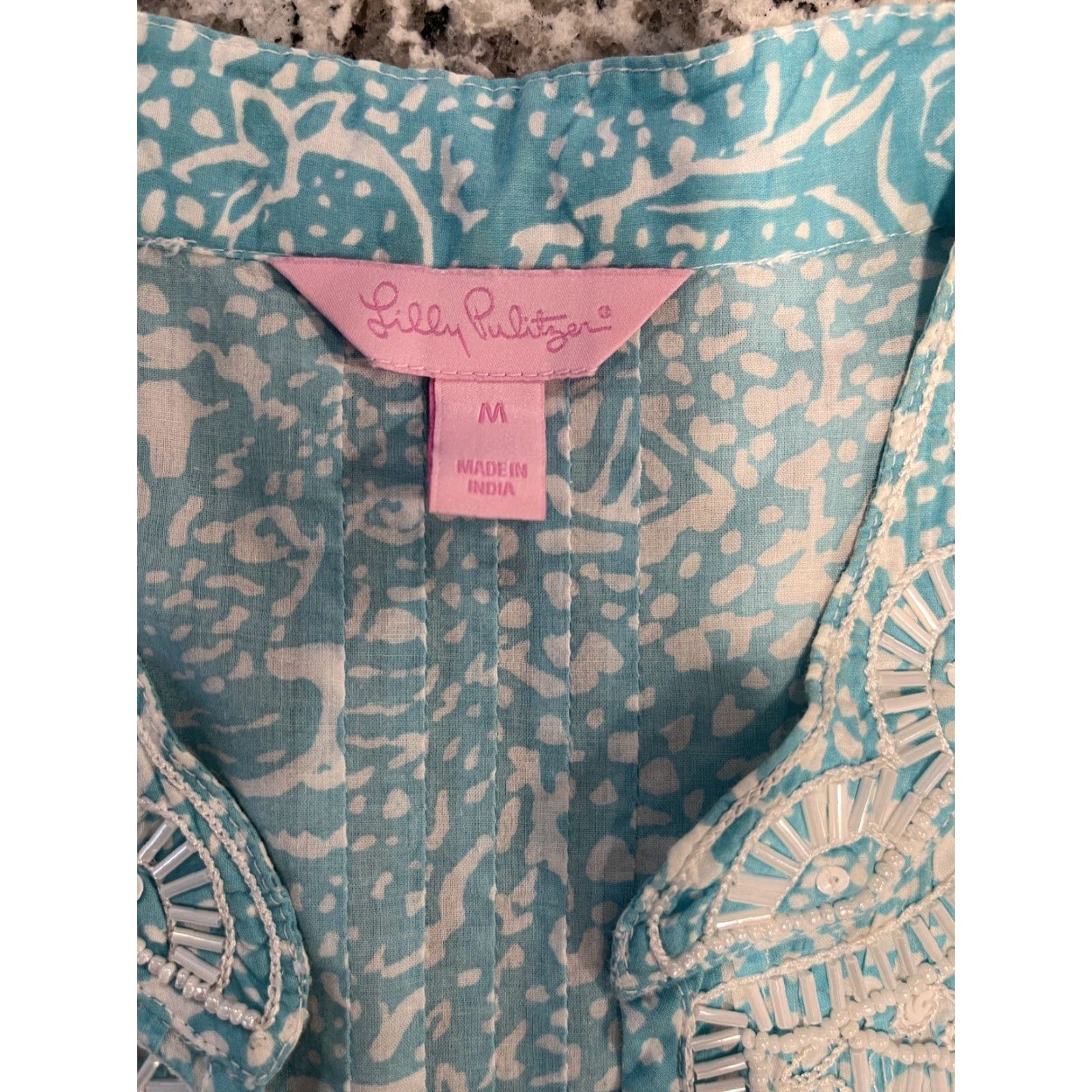 Lilly Pulitzer Lilly Pulitzer Sarasota Beaded Tunic Shorely Blue Ice Cake Medium Tunic Women M Blue Beaded Sarasota Tunic Lilly Pulitzer Medium Women Size M / US 6-8 / IT 42-44 - 2 Thumbnail