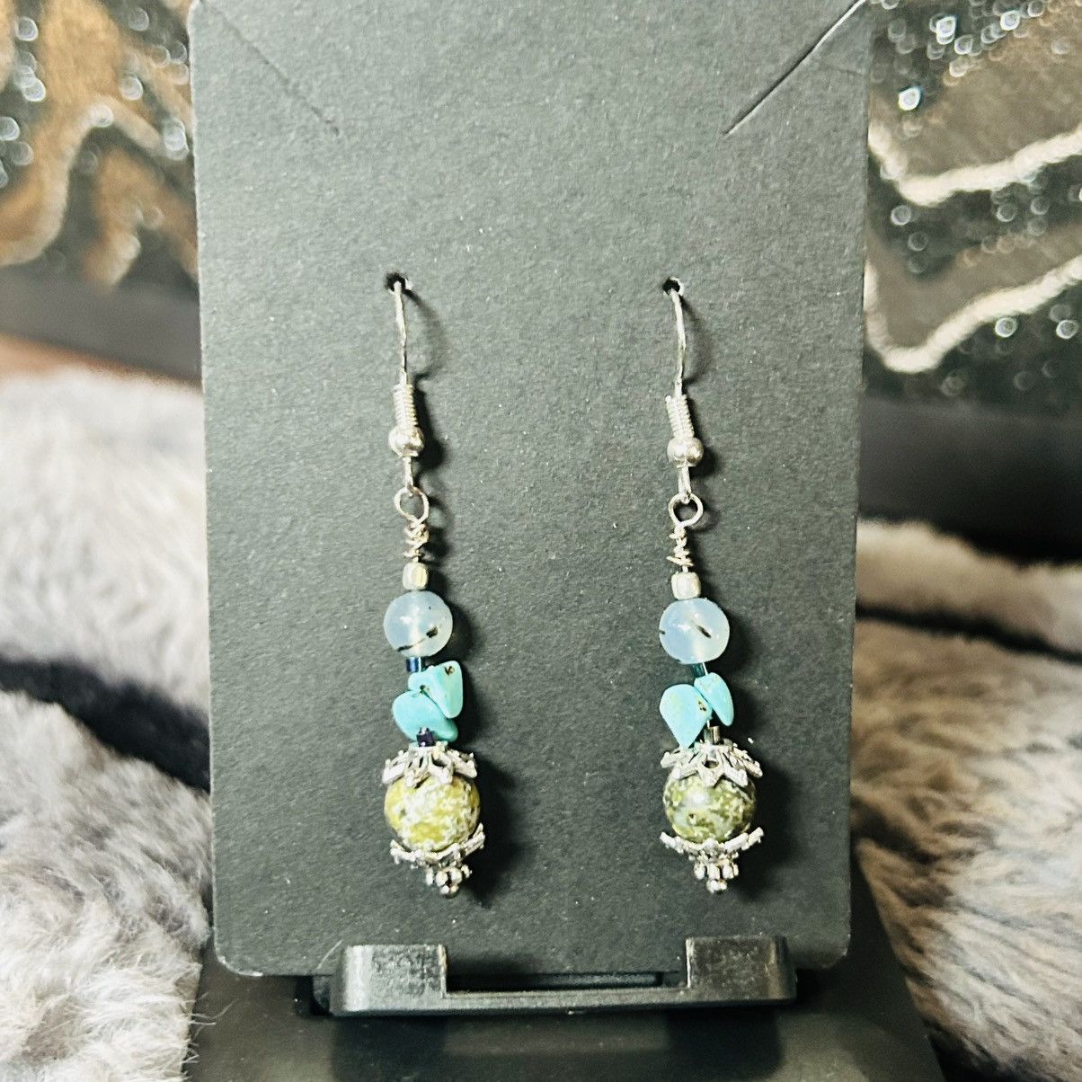 Handmade Handcrafted genuine blood stone dragon vein agate earrings Size ONE SIZE - 2 Thumbnail