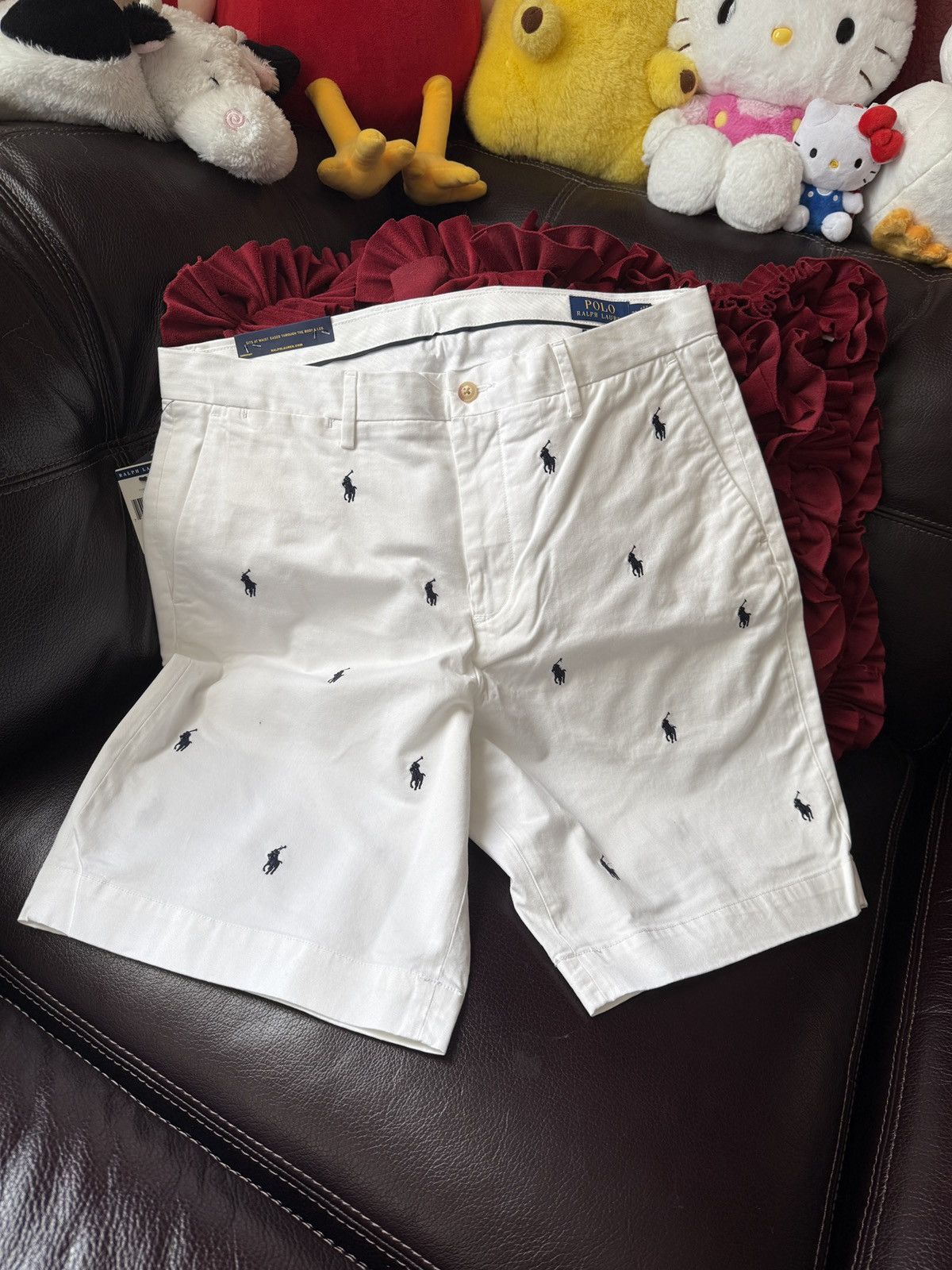Polo Ralph Lauren NWT Polo Ralph Pony Classic Fit 9" White Blue Shorts 33W Size US 33 - 2 Thumbnail