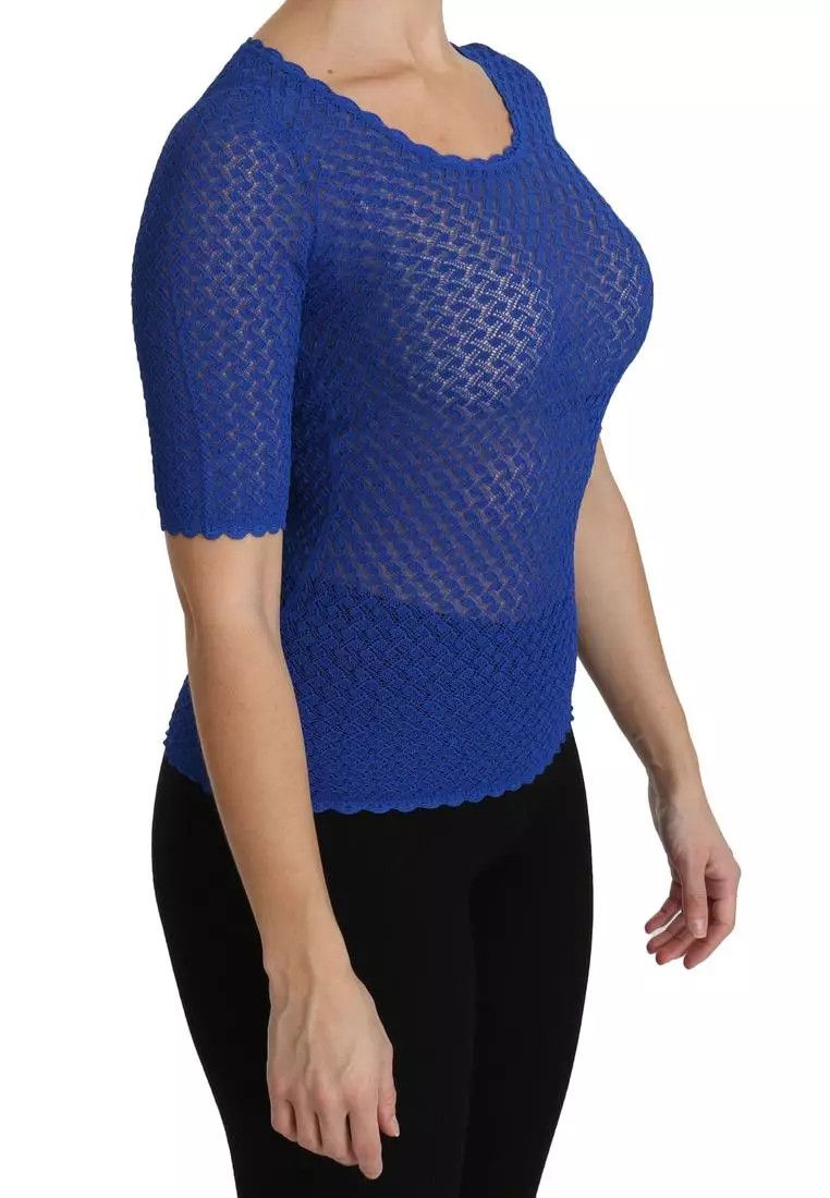 Dolce & Gabbana o1y0925 Short Sleeves Sweater in Blue Size XL / US 12-14 / IT 48-50 - 2 Thumbnail