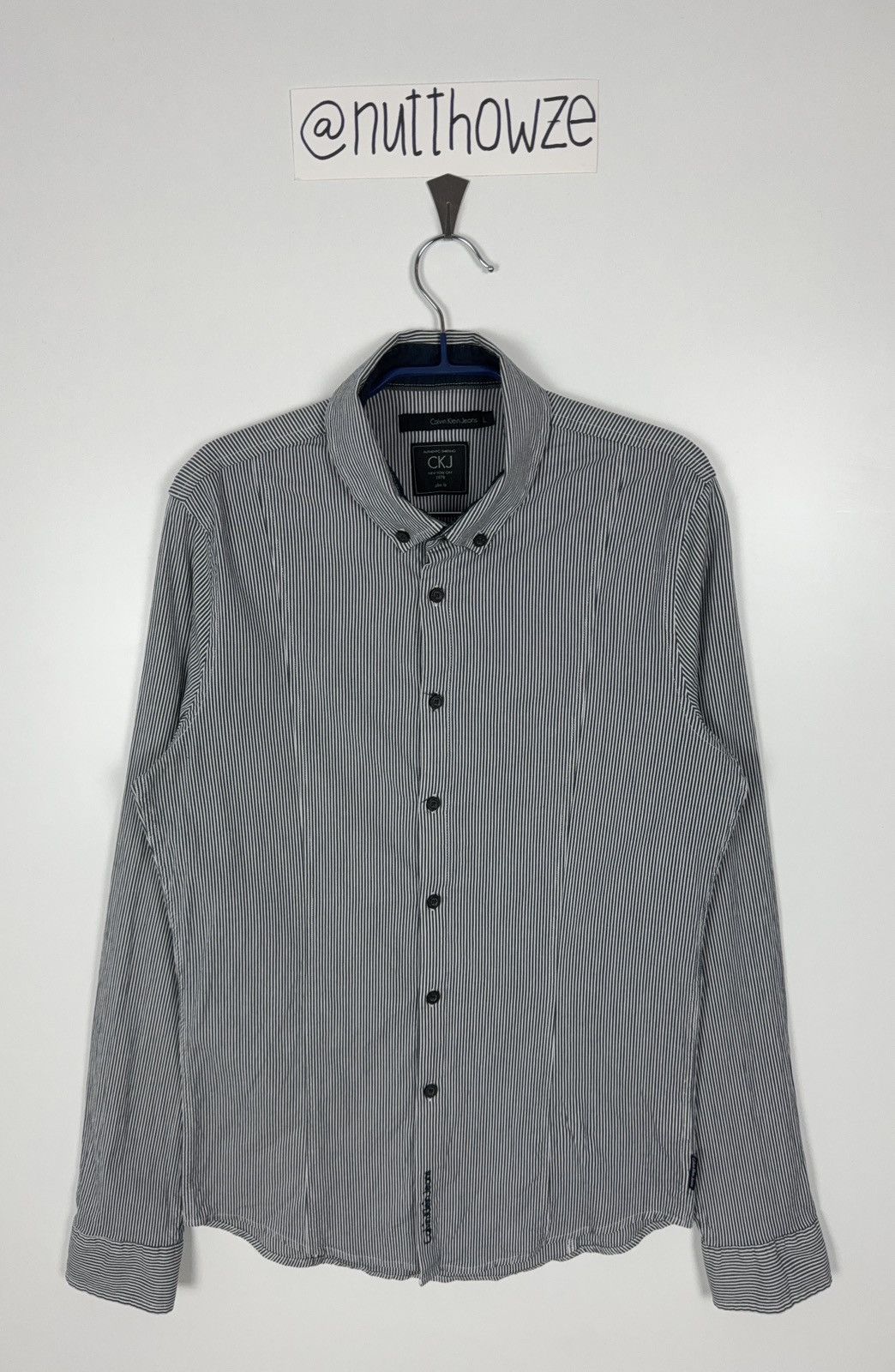 Calvin Klein Mens Calvin Klein Jeans Y2K Slim Fit Striped Button Up Shirt Size US L / EU 52-54 / 3 - 1 Thumbnail