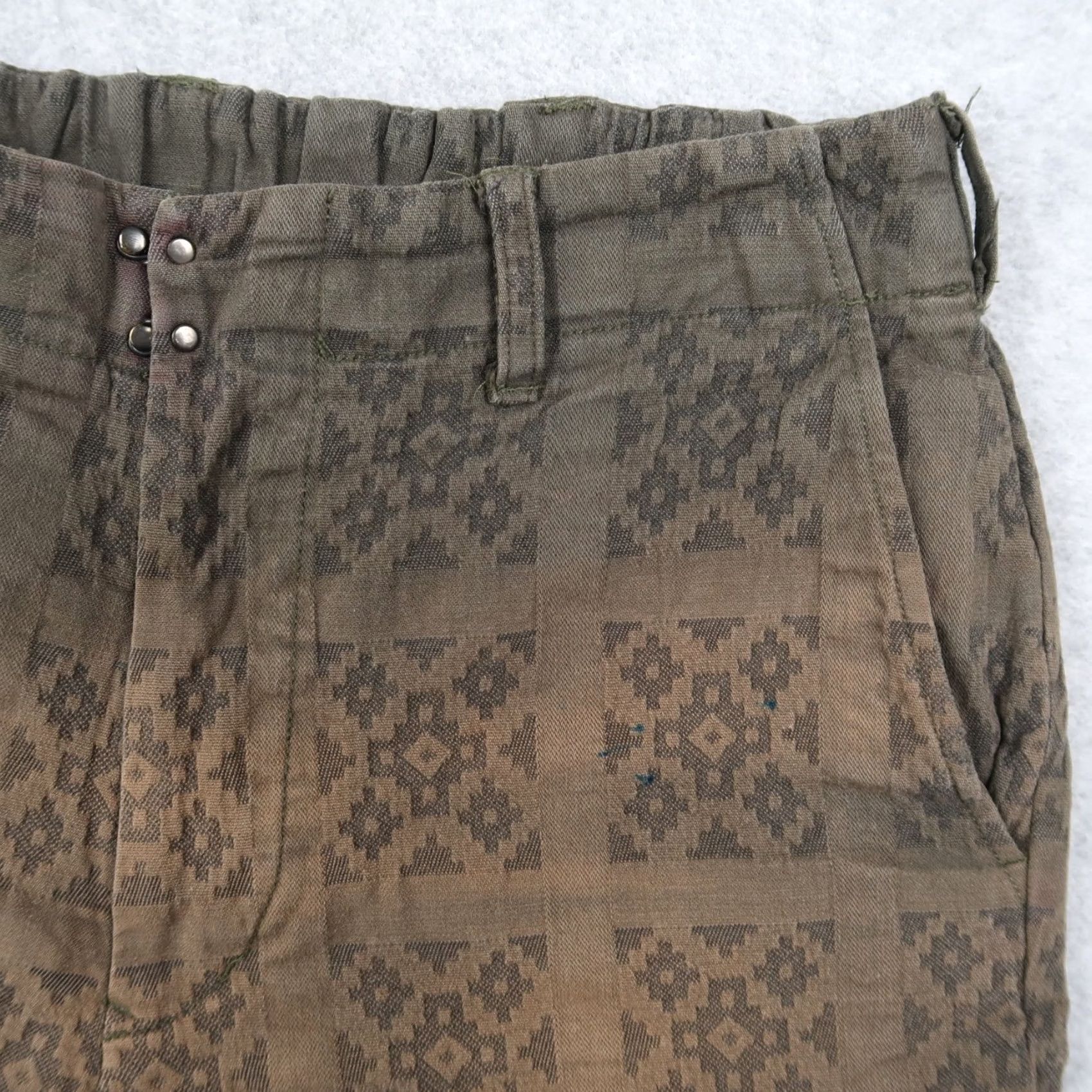 Sage De Cret Sage De Cret Mens Plaid Geometric Shorts M Green Japan Made Casual Chino Pockets Distressed Fade Size US 31 - 3 Thumbnail