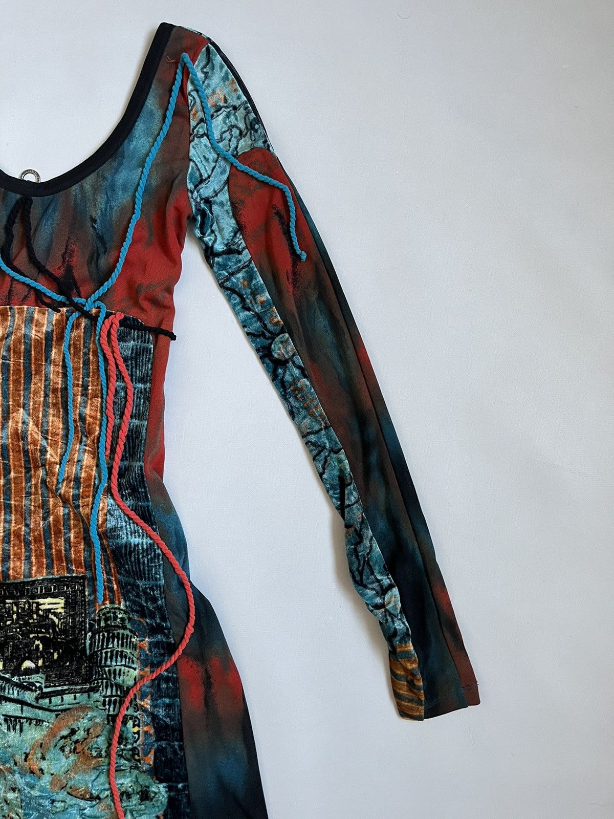 Jean Paul Gaultier Save The Queen Asymmetrical Mesh Polyamide Multicolor Dress Size S / US 4 / IT 40 - 13 Thumbnail