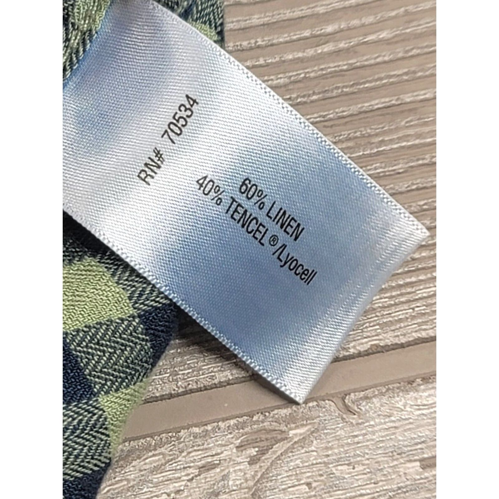 Orvis Orvis Men Active Fit Linen Blend Soft Gingham Blue Green Long Sleeve Shirt XL Size US XL / EU 56 / 4 - 6 Thumbnail