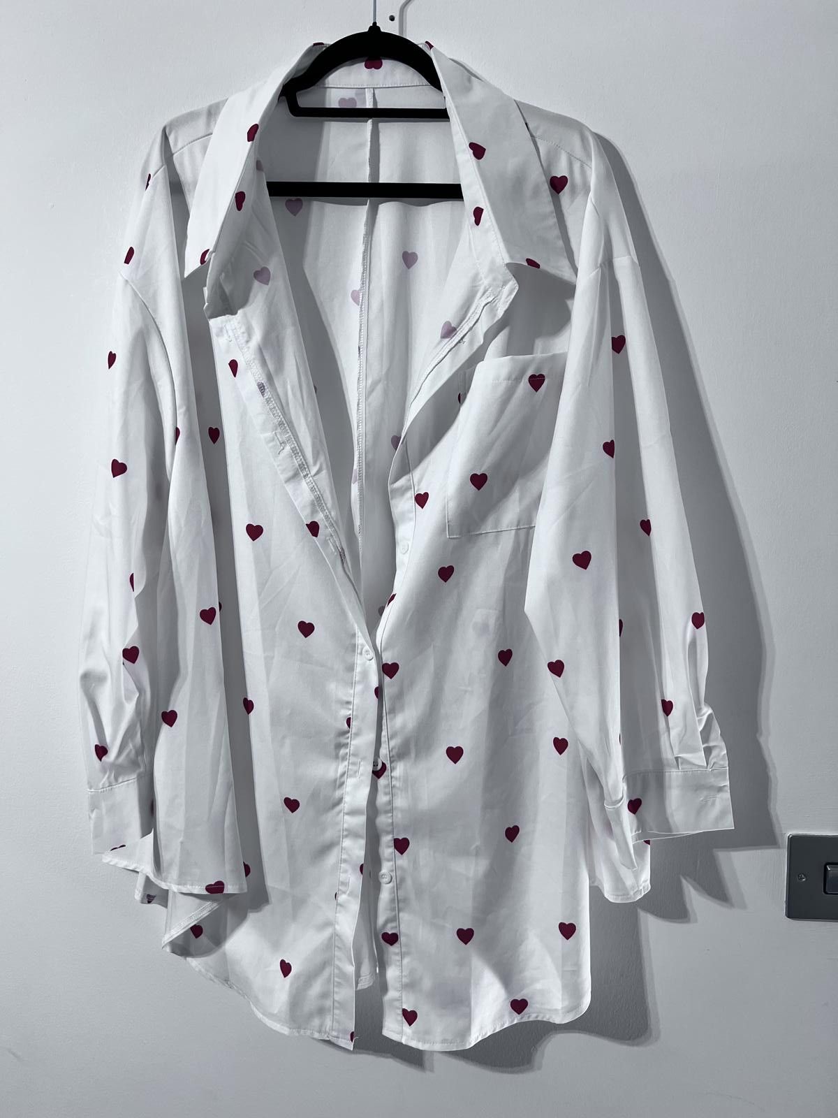 Other Shein Curve White Shirt with Red Heart Print – Size 6XL Size 4XL / US 24-26 - 1 Thumbnail