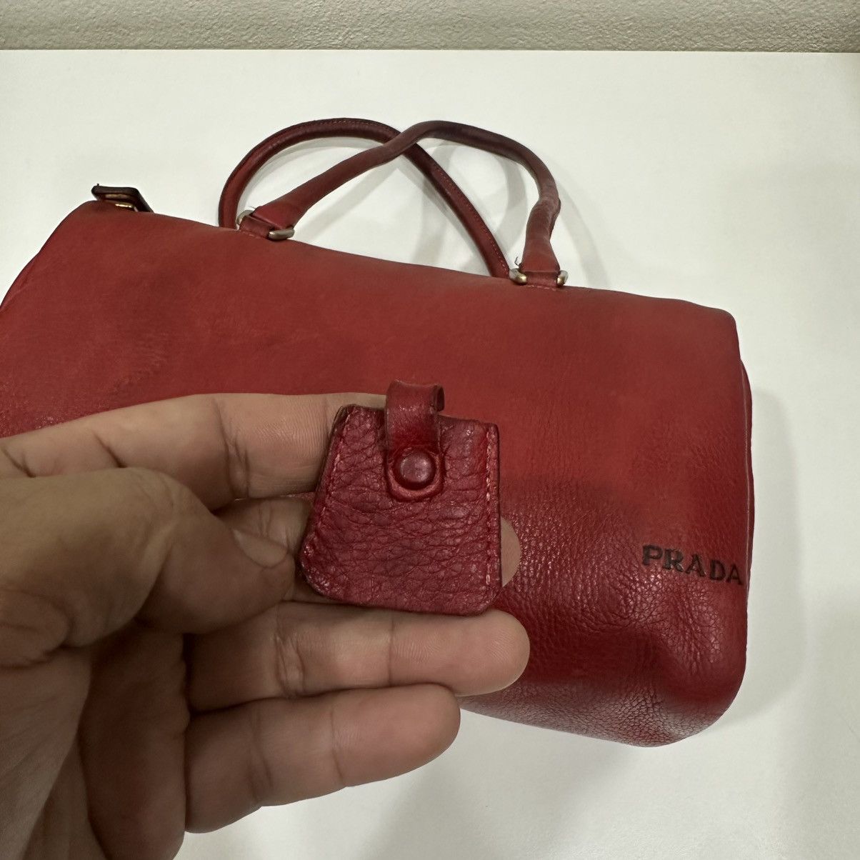 Prada PRADA VITELLO DAINO LEATHER BAULETTO MINI BOSTON BAG Size ONE SIZE - 14 Thumbnail