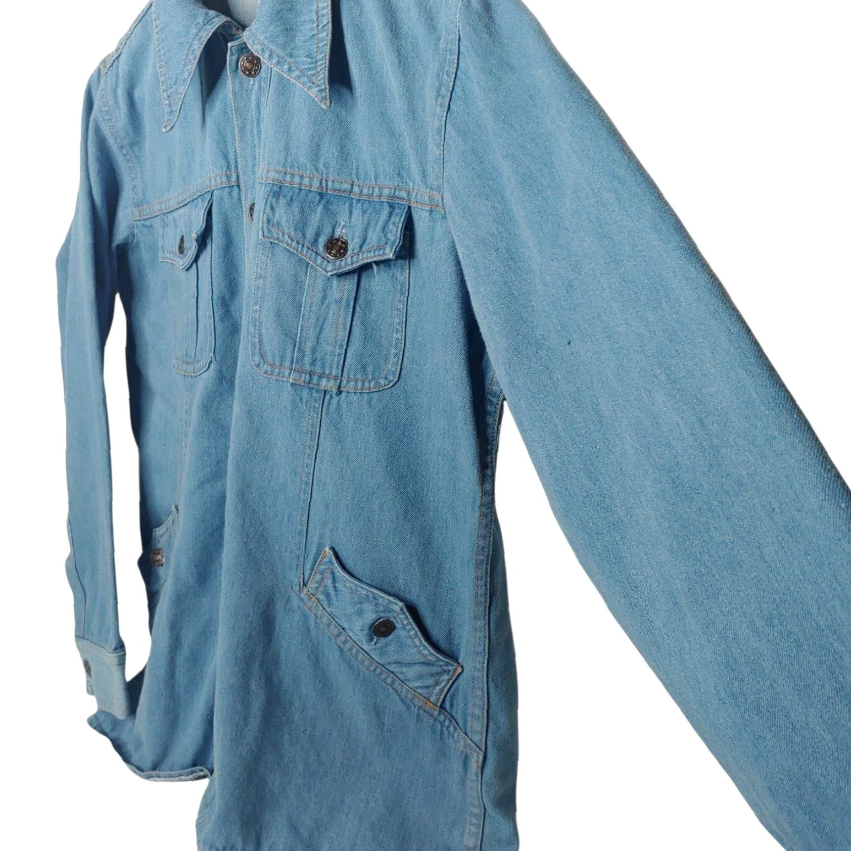 Denime VINTAGE Dude Washouts Denim Jacket Men M Western Ranch Wear Blue Size US 31 - 3 Thumbnail