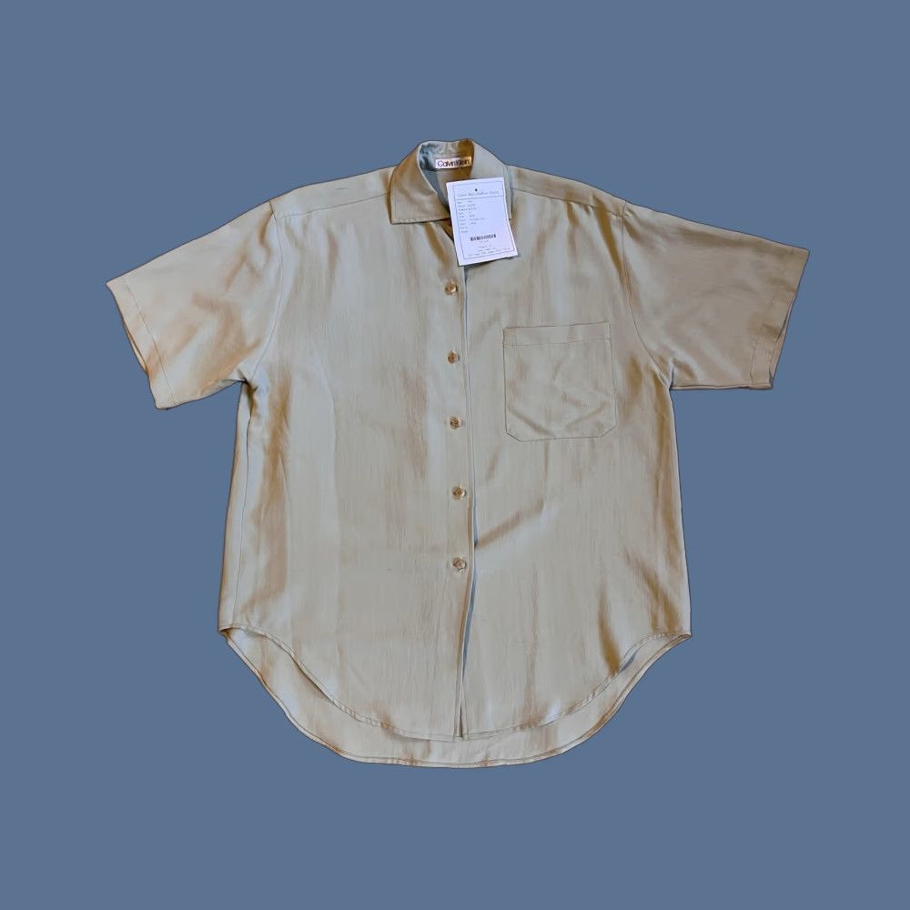 Calvin Klein VINTAGE Calvin Klein Archive Library Resort Silk Blouse Women’s Large Green 90s Size L / US 10 / IT 46 - 1 Thumbnail