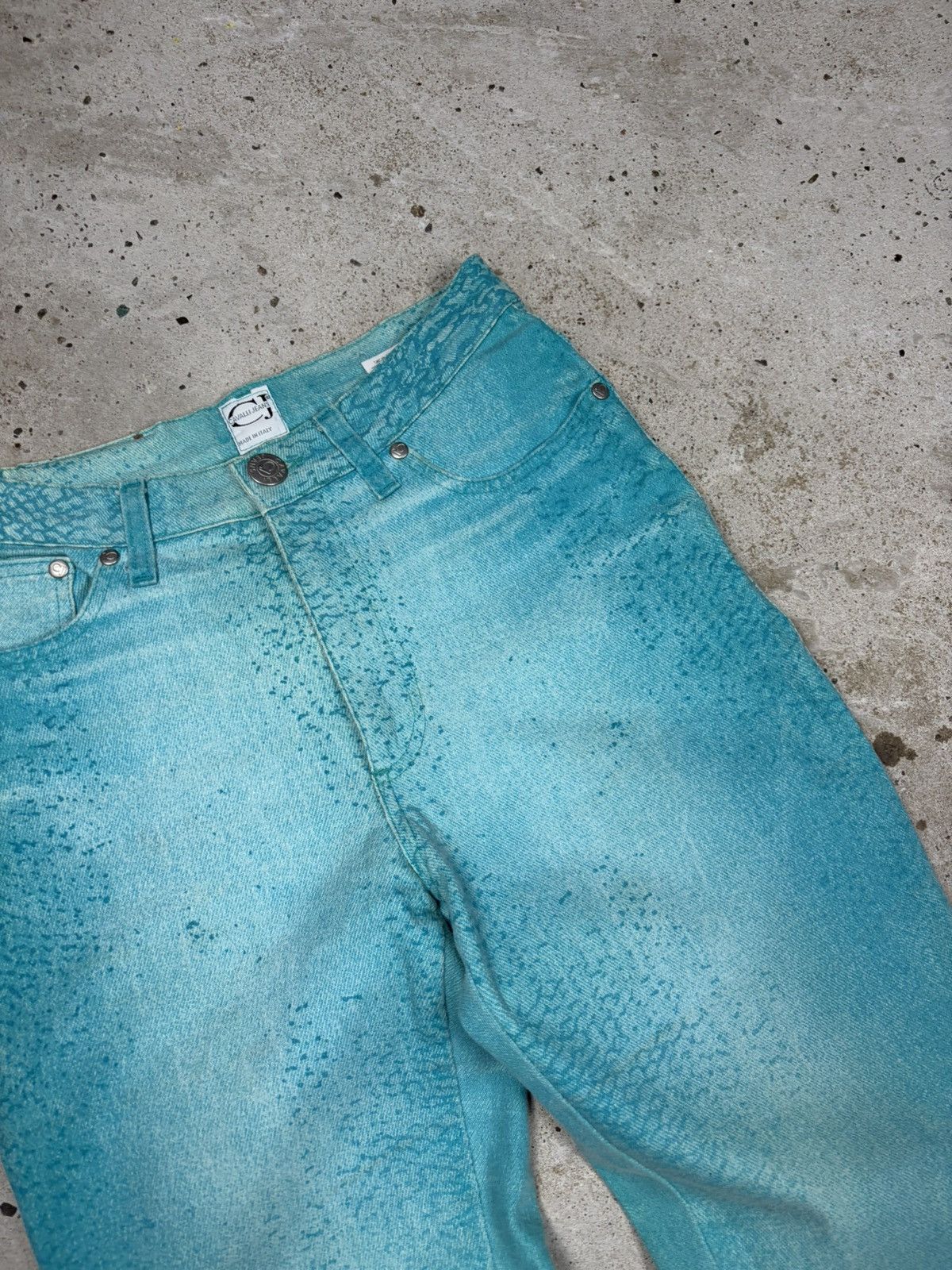 Roberto Cavalli Vintage 90s Roberto Cavalli Jeans Blue Fish Scale Denim Pant Size 28" / US 6 / IT 42 - 9 Thumbnail