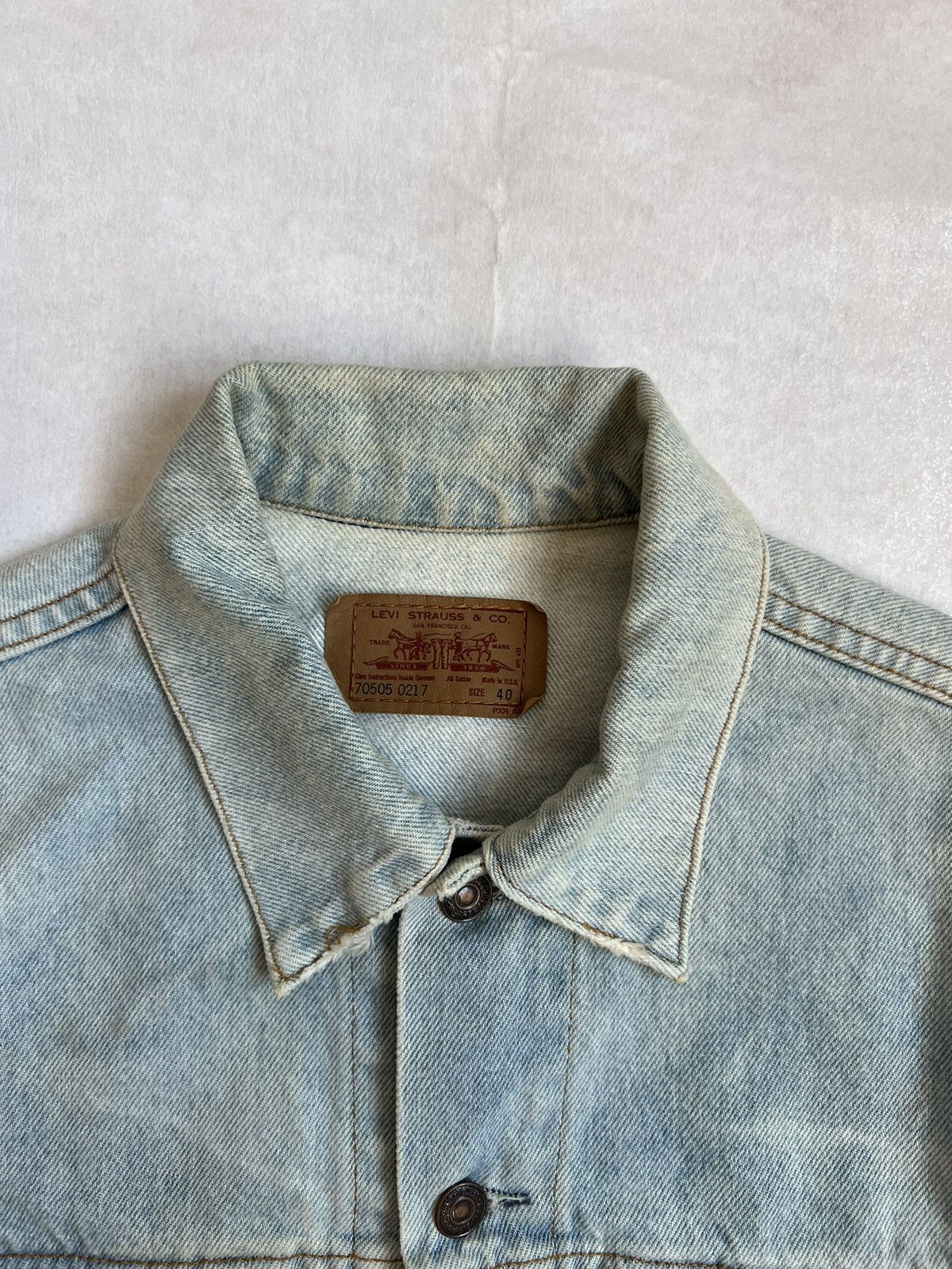 Levi's Vintage 90's Levis 70505 Light Blue Wash Denim Trucker Size US M / EU 48-50 / 2 - 6 Thumbnail