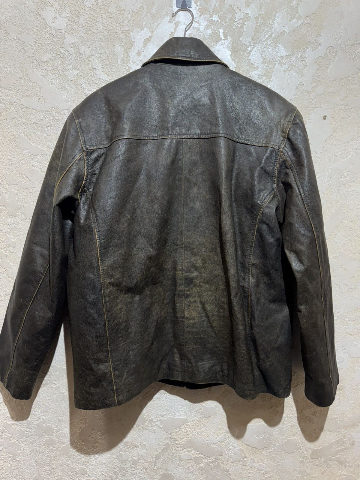 Ben Sherman Ben Sherman Vintage Heavy Faded Leather Jacket Size XL Size US XL / EU 56 / 4 - 10 Thumbnail