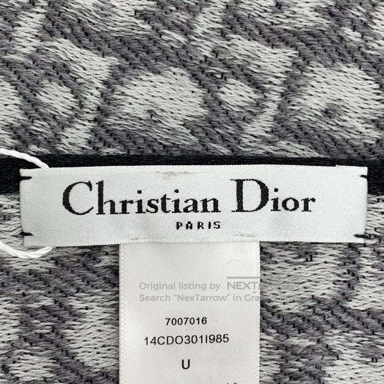 Dior Dior Dark gray logo jacquard full-print wool tassel scarf Size ONE SIZE - 8 Thumbnail