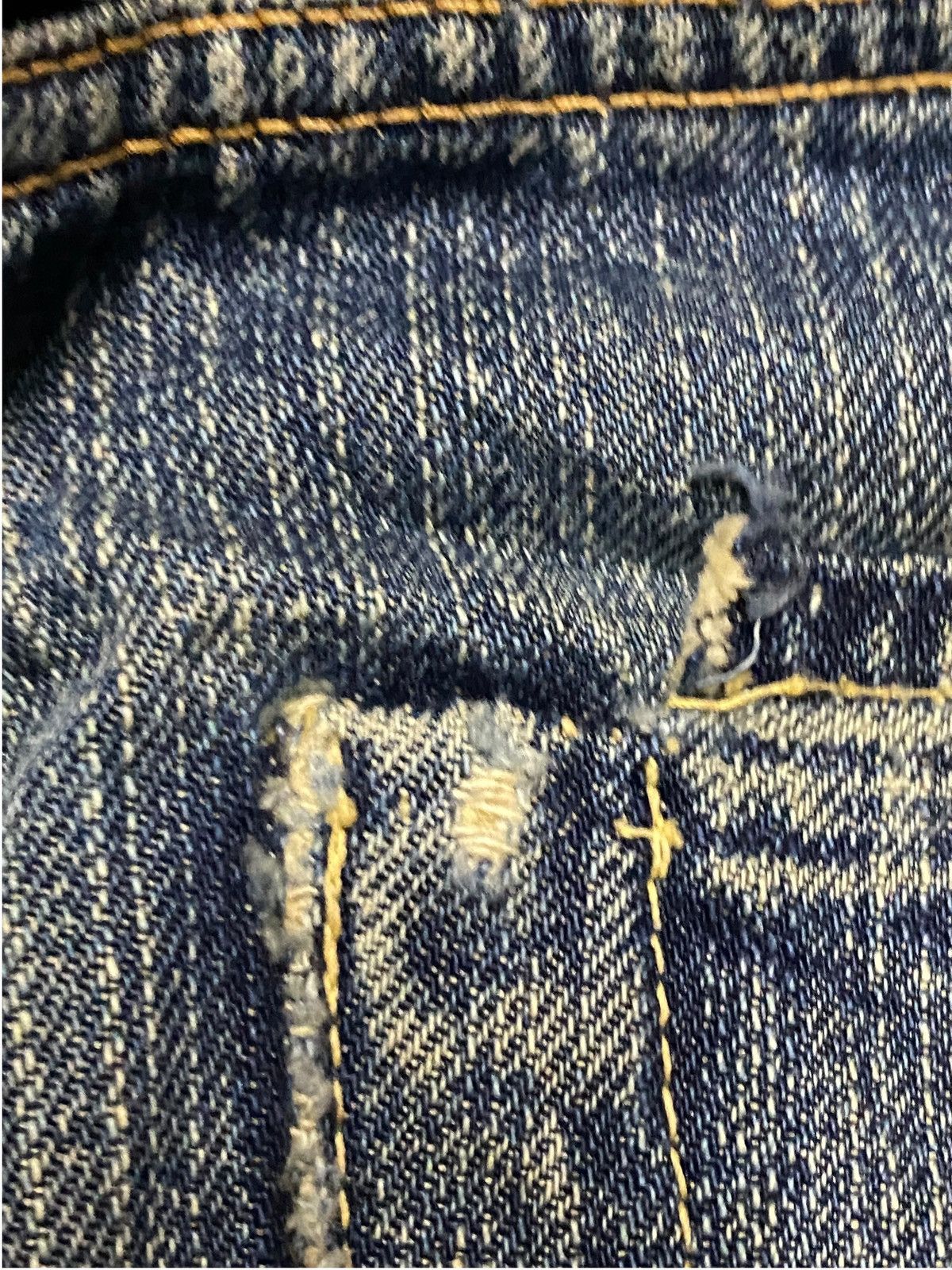 The Real McCoy's Vintage Joe Mccoy Mud Wash Selvedge Distressed Baggy Jeans Size US 33 - 17 Thumbnail