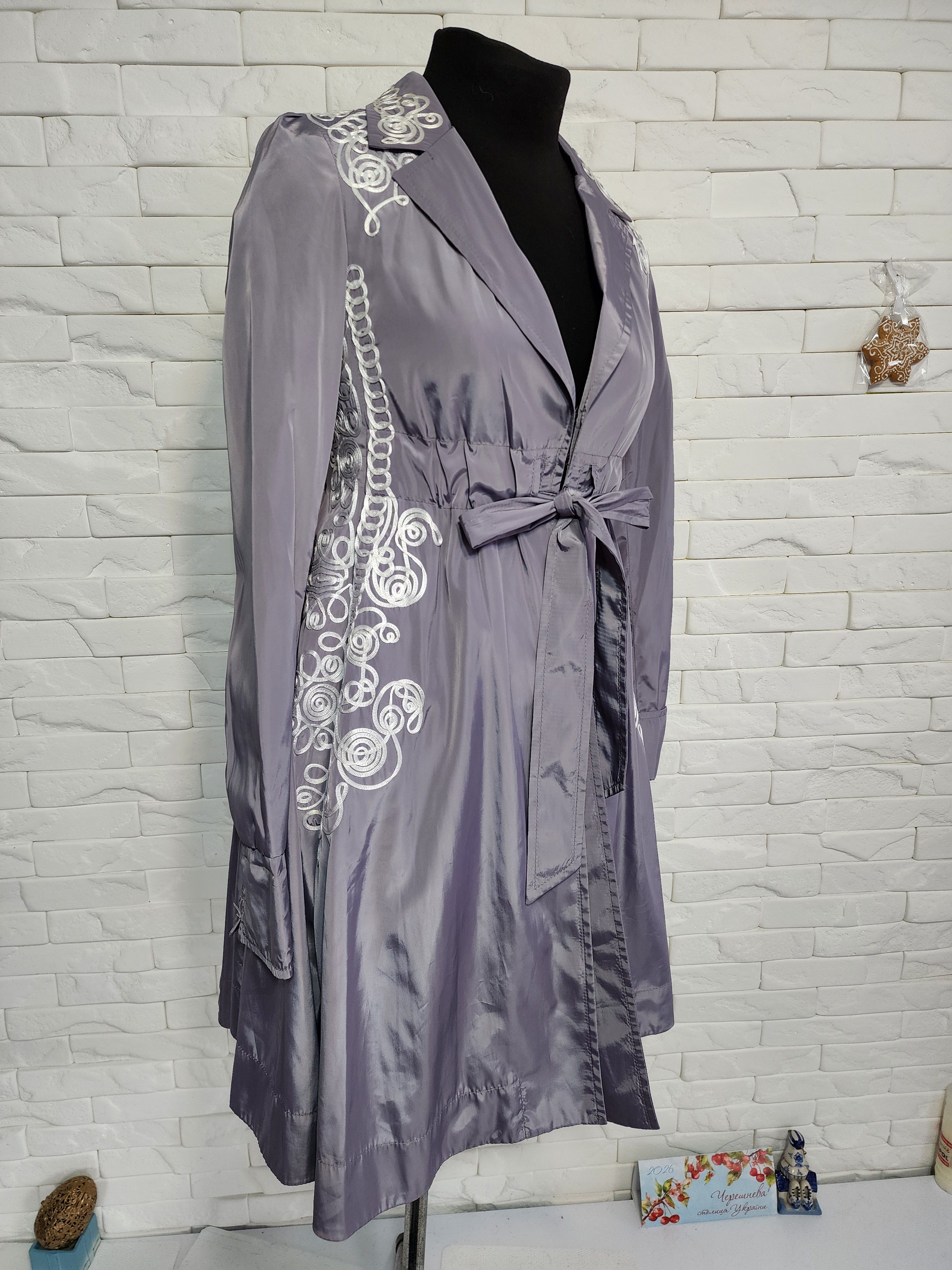 Other Gray Jacket: Elegant Women's Belted Coat with Pockets Size M / US 6-8 / IT 42-44 - 2 Thumbnail