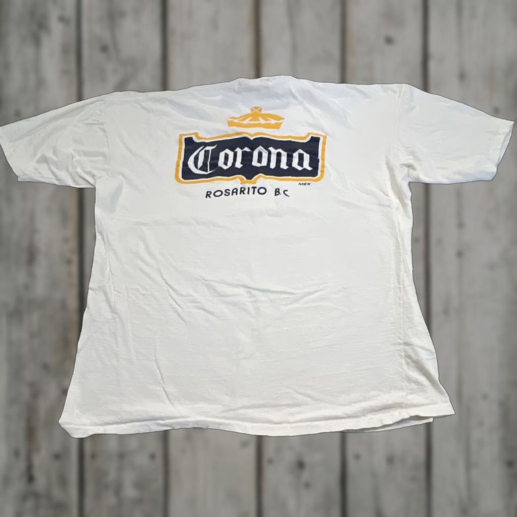 Vintage VINTAGE Rosarito Beach Corona T Shirt XL Graphic 1980s White Cotton Single Stitch Unisex Mens Womens Size US XL / EU 56 / 4 - 1 Thumbnail