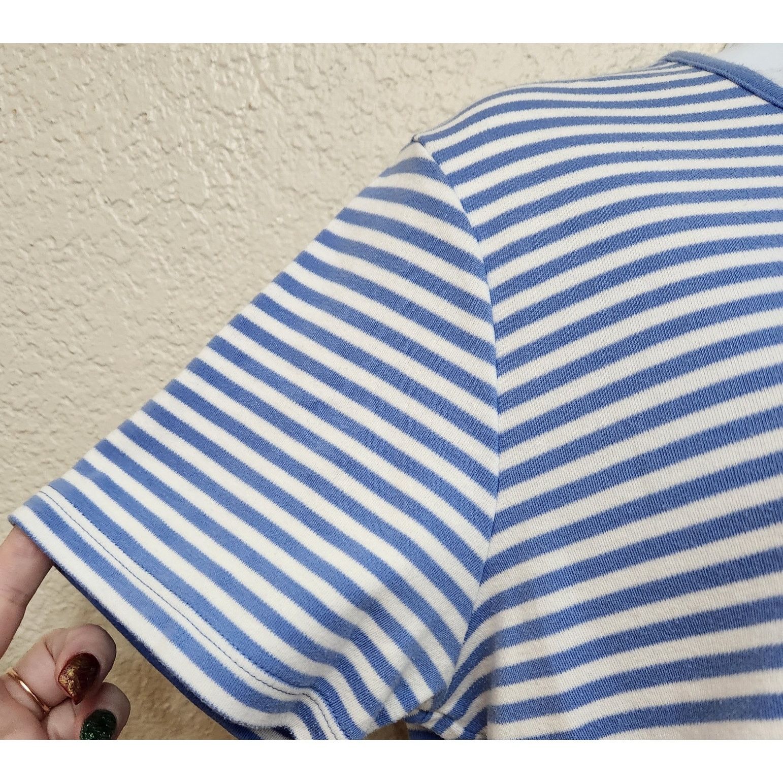 Other Draper's & Damon's Blue White Striped Round Neck Top Large Size L / US 10 / IT 46 - 2 Thumbnail