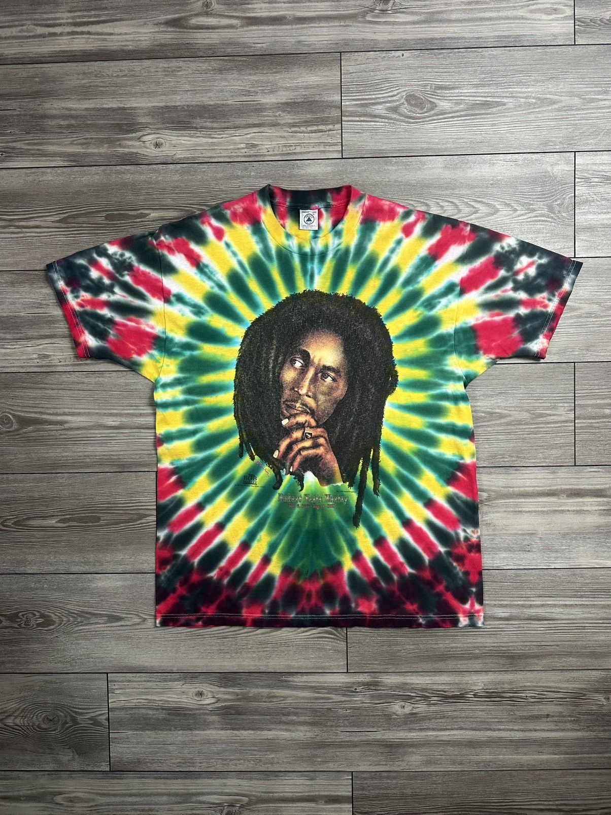 Bob Marley × Vintage Vintage 90’s Bob Marley Memorial Tie Dye T Shirt Size US XL / EU 56 / 4 - 1 Thumbnail
