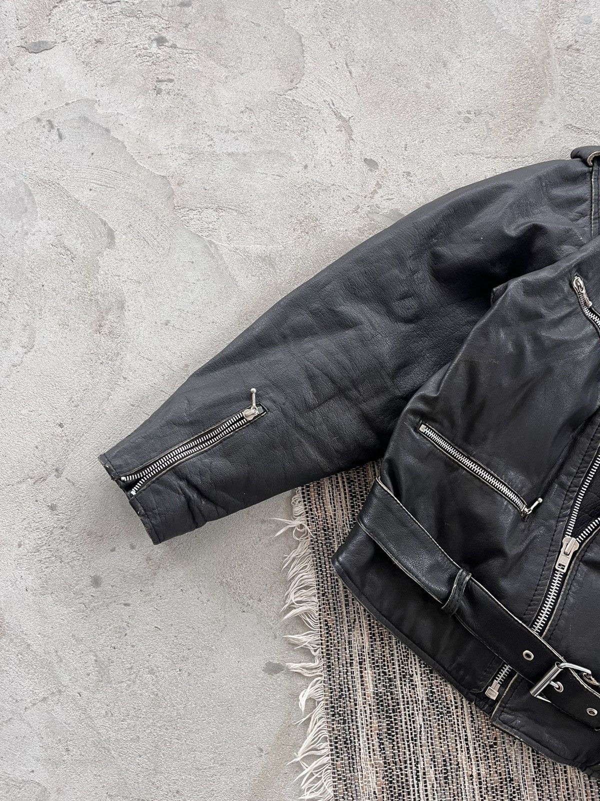 Harley Davidson Vintage Biker Faded Black Leather Moto Jacket Avantgarde Size US M / EU 48-50 / 2 - 3 Thumbnail