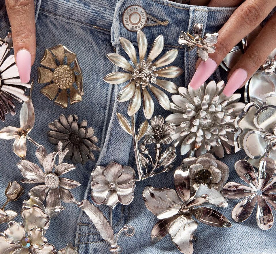 Designer × Other Jeans mini skirt with flowers Size 26" / US 2 / IT 38 - 3 Thumbnail