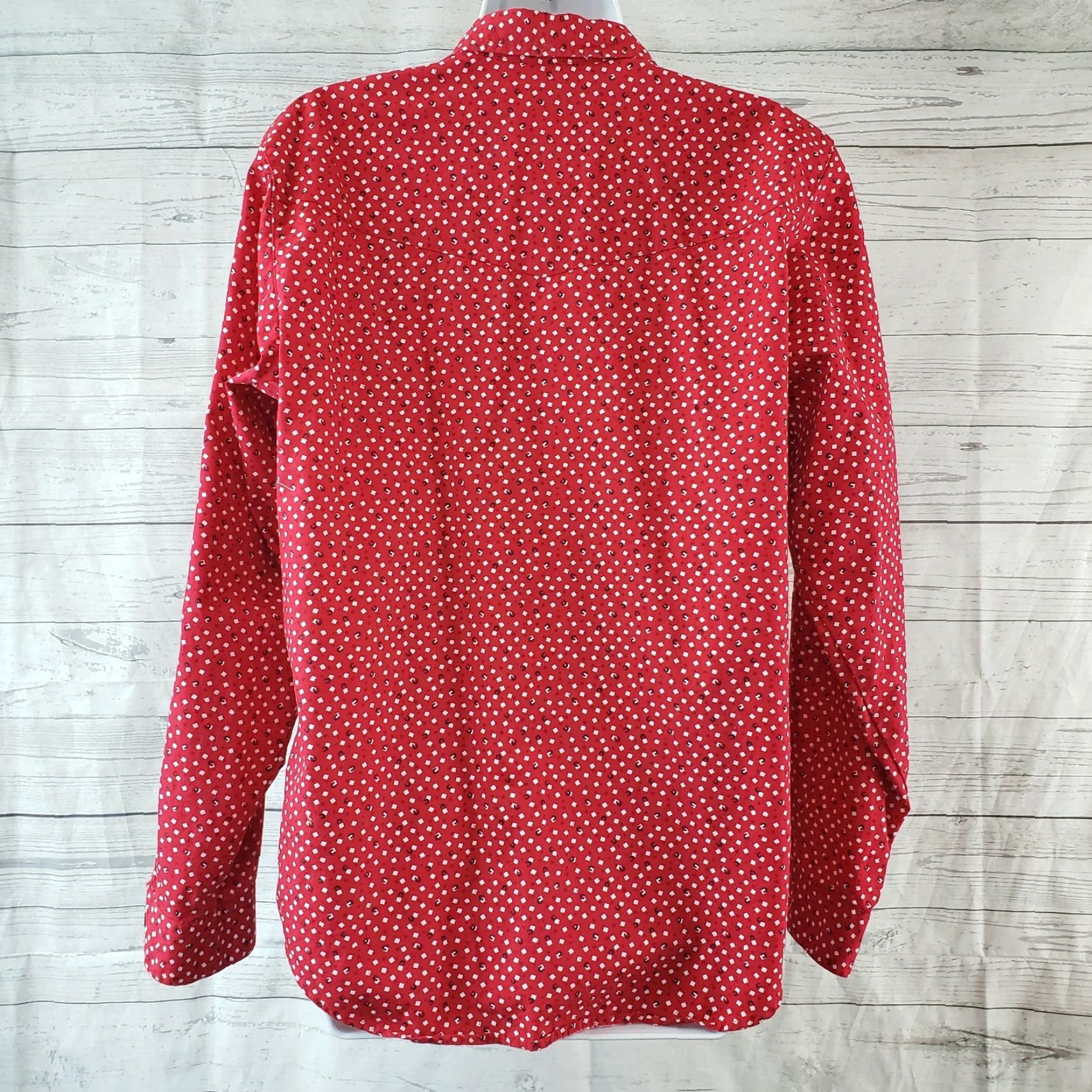 Roper Roper Five Star Button Up Shirt Red White Horseshoe Print Womens Large Cotton Shirt Size L / US 10 / IT 46 - 4 Thumbnail