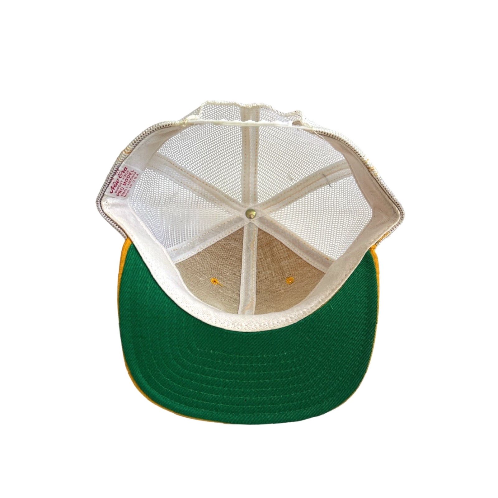 New Era VINTAGE New Era Snapback Hat Trucker Adjustable USA 90s Deadstock NWOT Yellow Mens Size S/M Size ONE SIZE - 5 Thumbnail