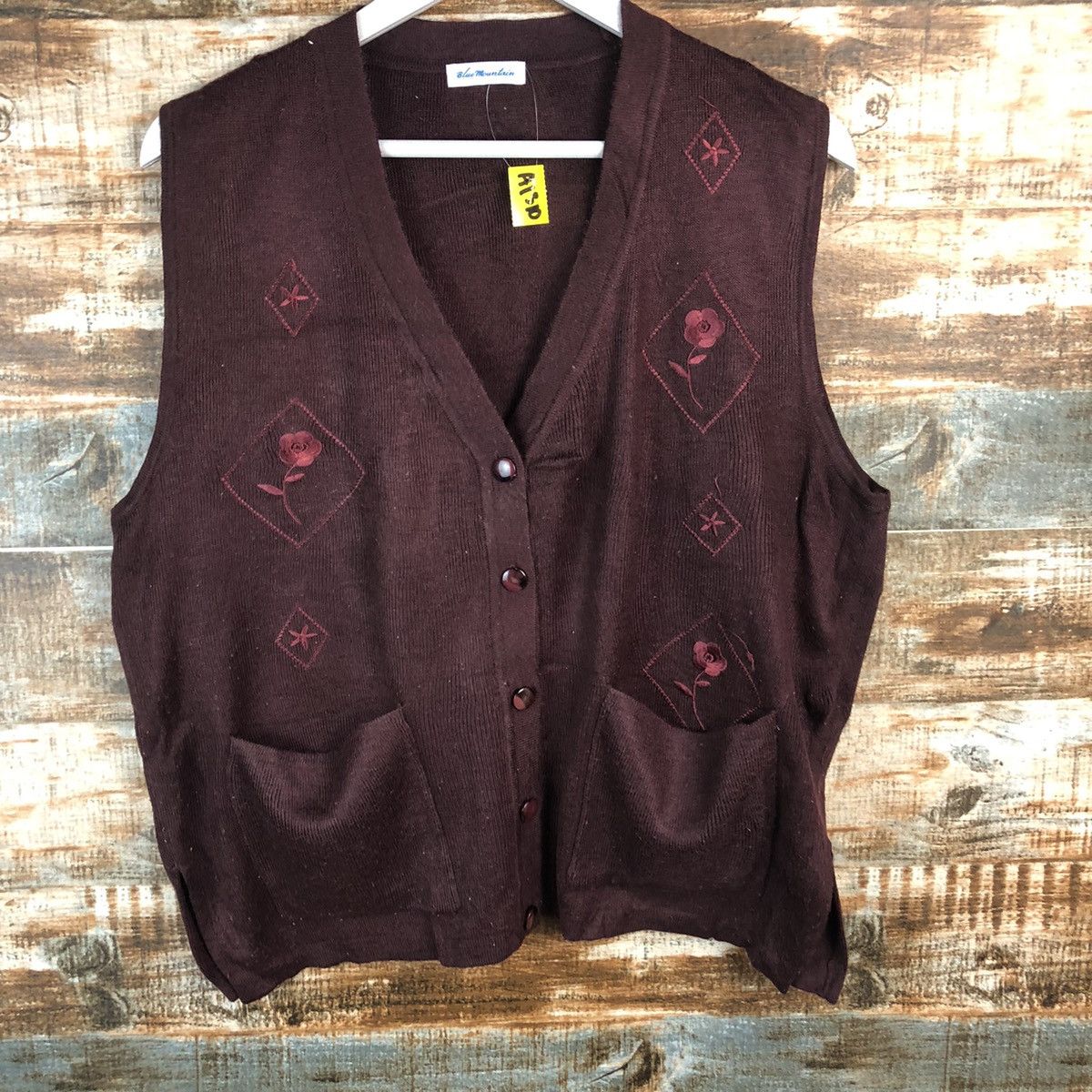 Homespun Knitwear × Japanese Brand Blue Motion Maroon vintage Vest Knitwear #A1310 Size M / US 6-8 / IT 42-44 - 3 Thumbnail