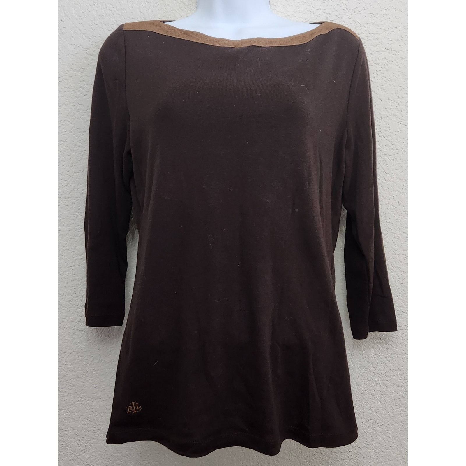 Lauren Ralph Lauren Lauren Ralph Lauren Brown Boat Collar Contrasting Trim Top M Size M / US 6-8 / IT 42-44 - 1 Thumbnail