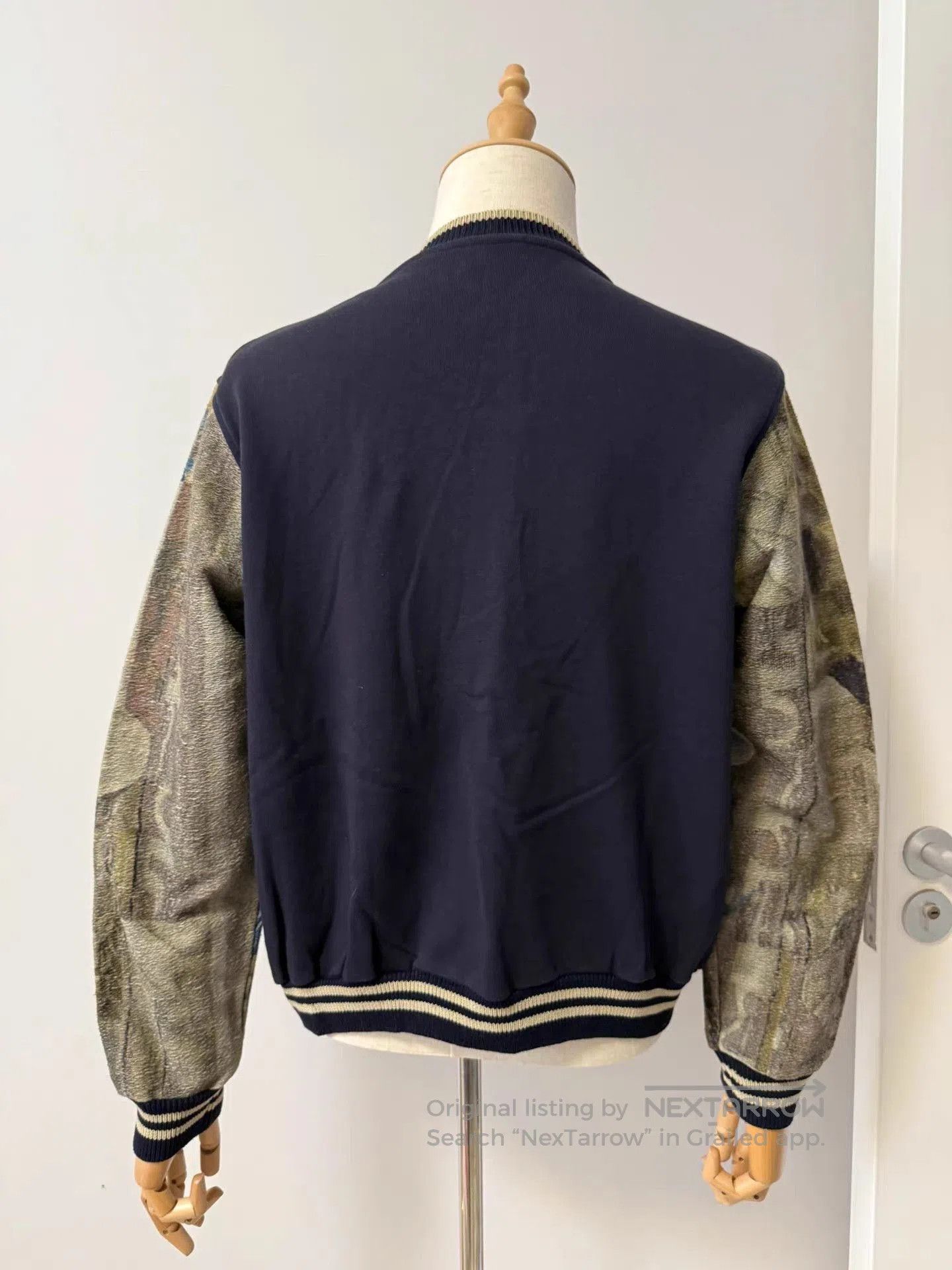 Dries Van Noten Black Bomber Jacket with Printed Sleeves, Size M. Size US M / EU 48-50 / 2 - 2 Thumbnail