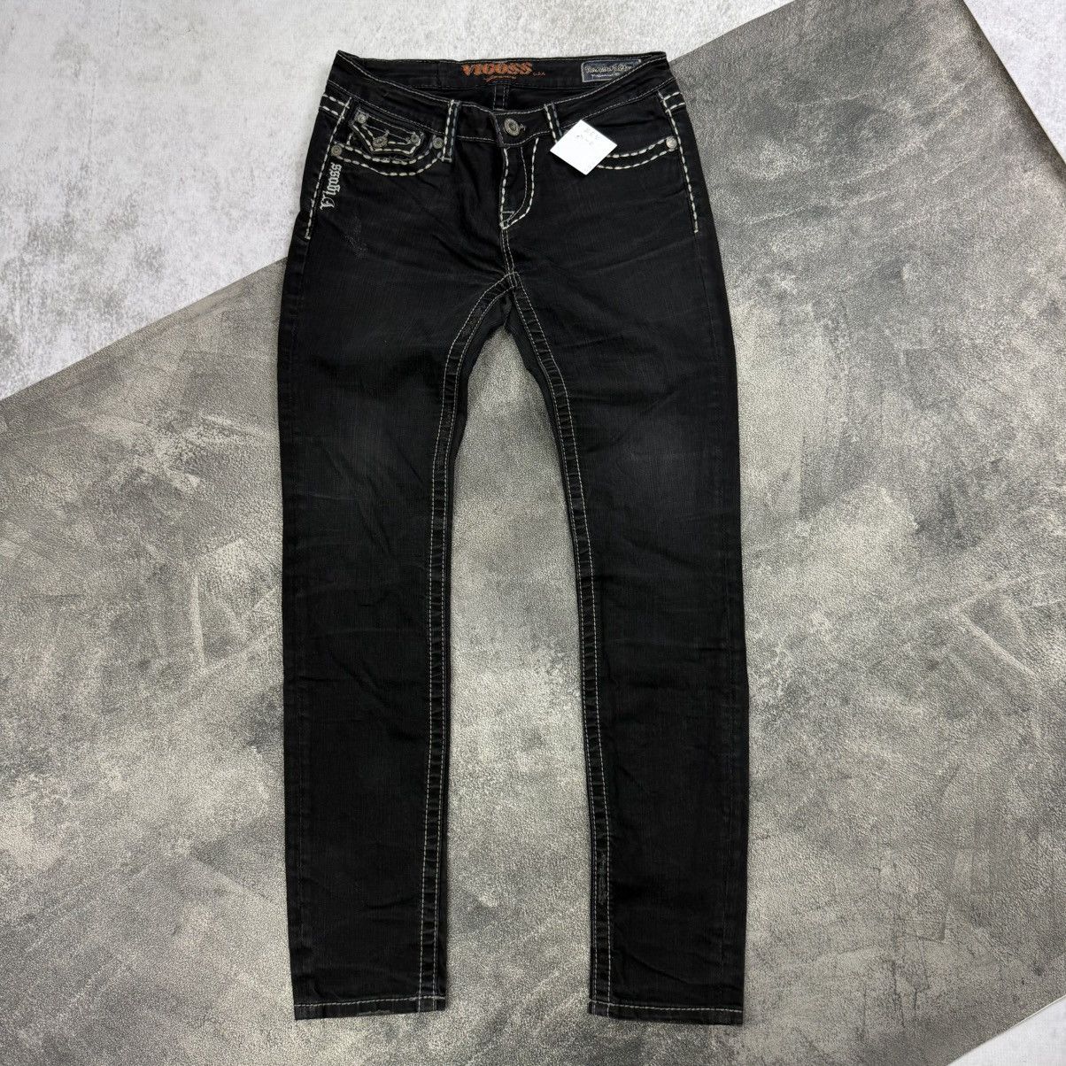 Vintage Vigoss U.S.A. black chain stitch flared jeans wonderafted Size US 30 / EU 46 - 2 Thumbnail