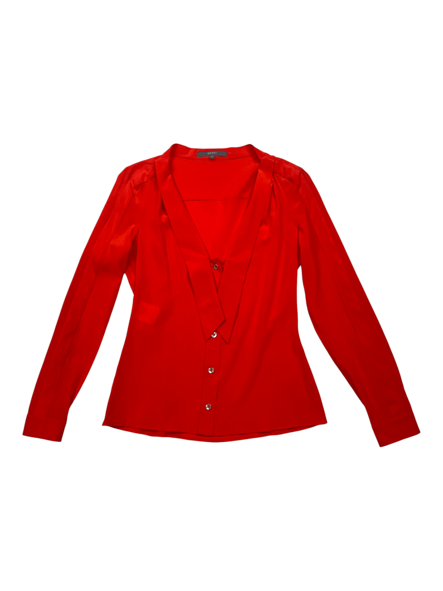 Gucci Gucci Orange Red Deep V Long Sleeve Blouse Size S / US 4 / IT 40 - 1 Thumbnail