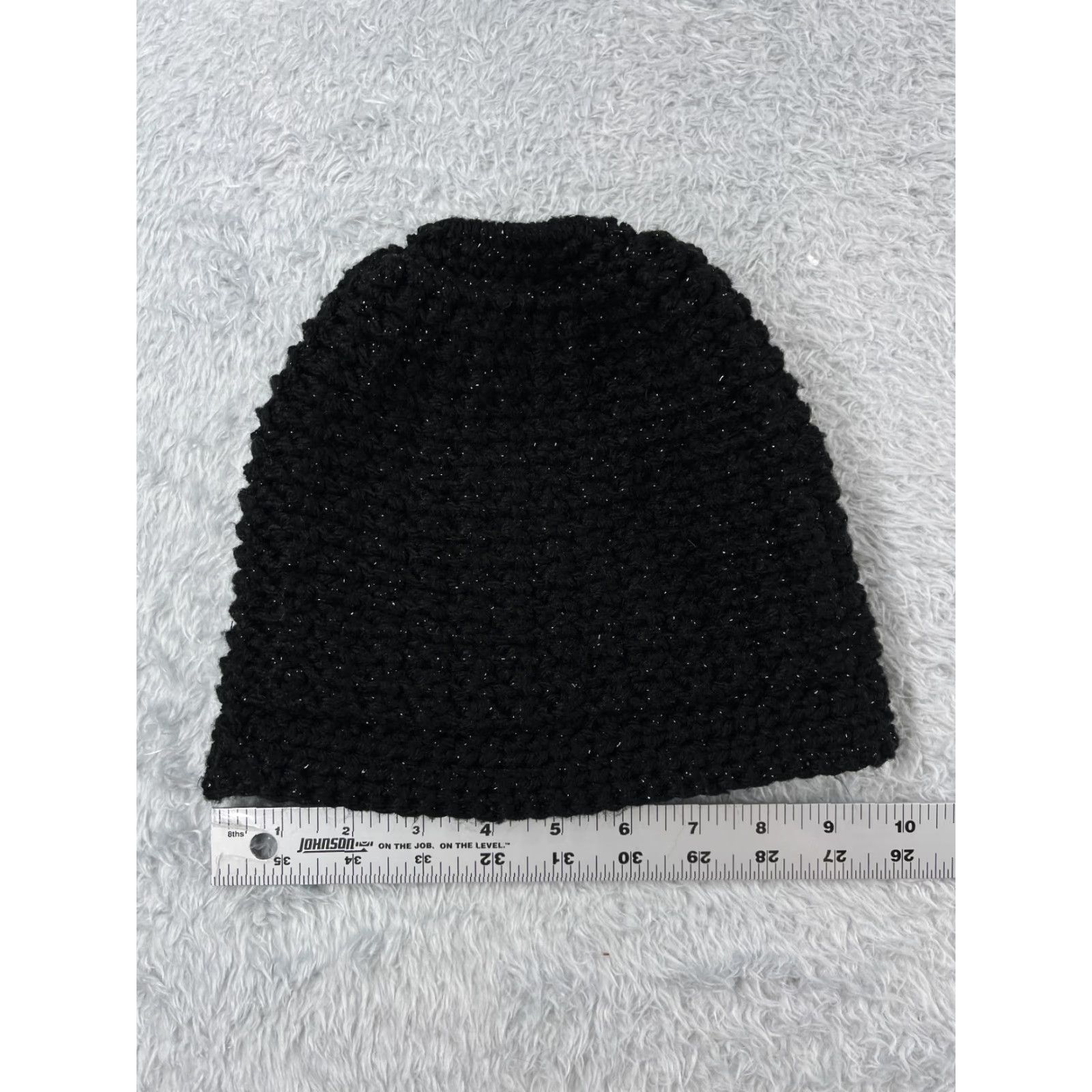 Vintage Beanie Womens One Size Black Knit Acrylic Metallic Blend Sparkly Snow Ski Size ONE SIZE - 4 Thumbnail