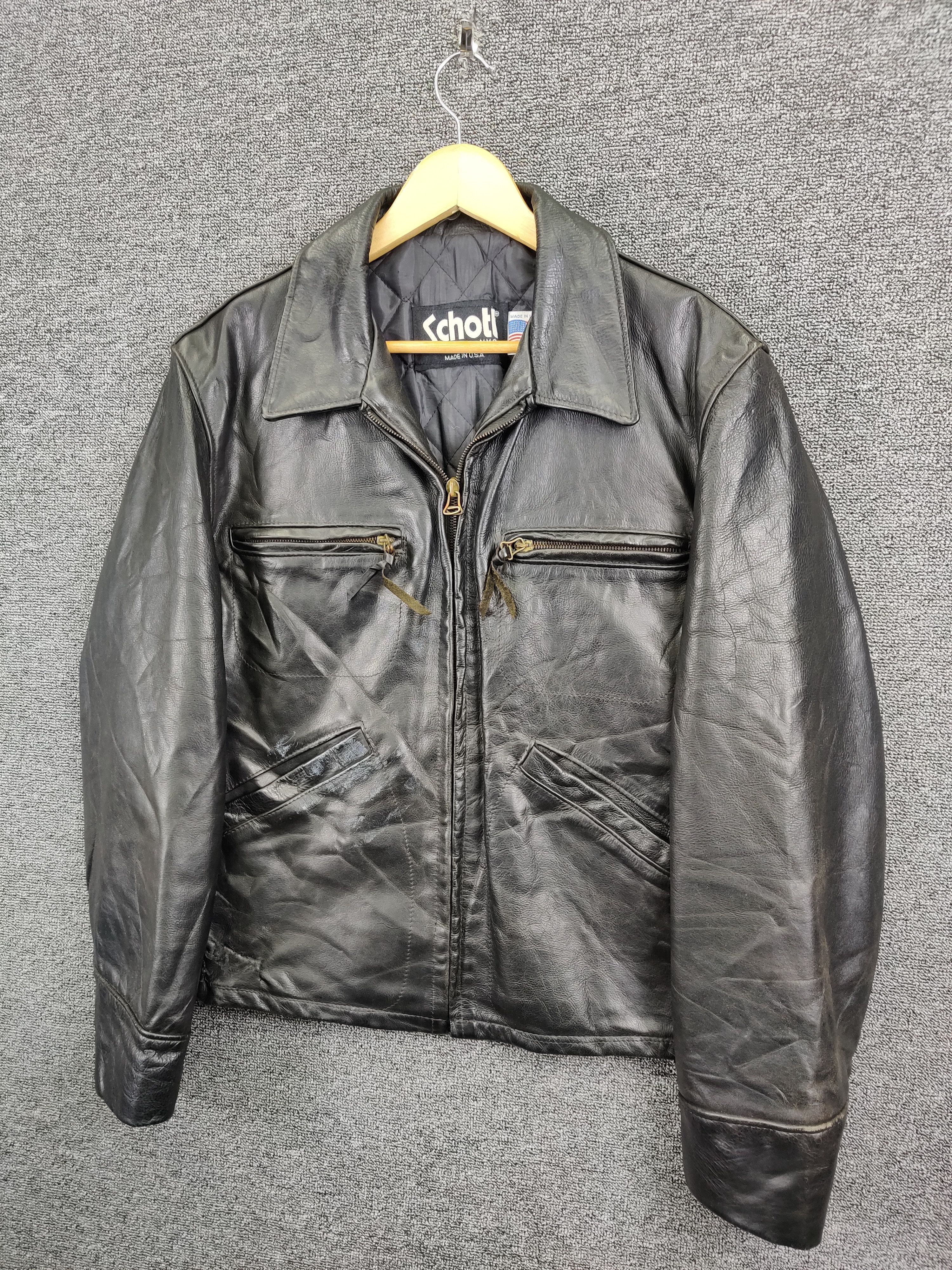 Schott Vintage 90s Schott NYC Leather Jacket Size US M / EU 48-50 / 2 - 2 Thumbnail