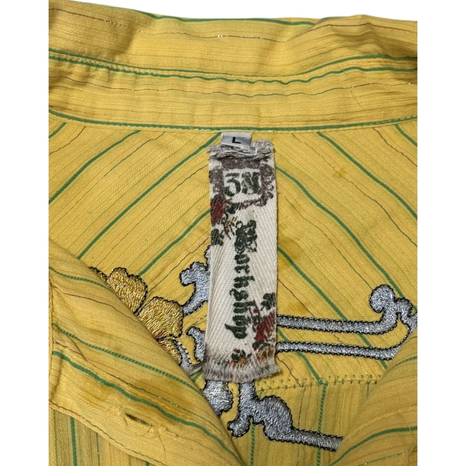 Other 3J Workshop Yellow button down “Amore” embroidered details Size L / US 10 / IT 46 - 10 Thumbnail