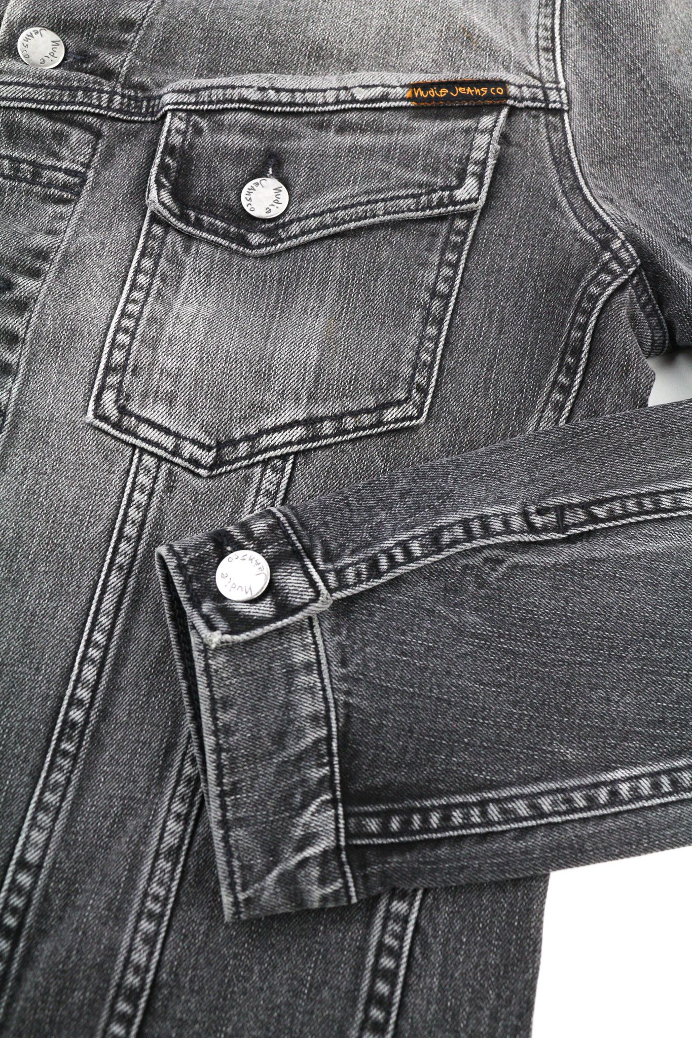 M Grey Washed Unlined Cotton Denim Jacket 80784
