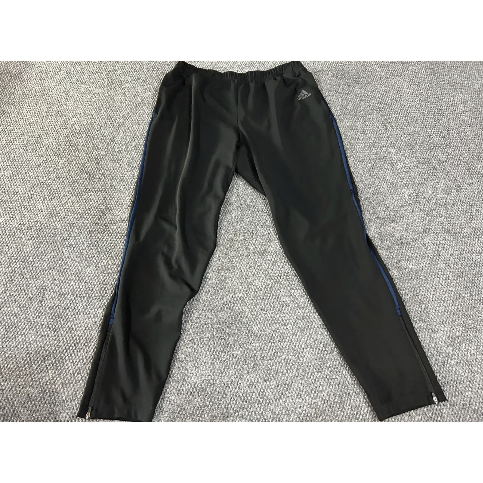 Adidas adidas Track Pants Mens Large Black Athletic Zip Ankle Training Stretch Pants Regular Fit Logo 30in Inseam Straight Leg Size US 33 - 2 Thumbnail