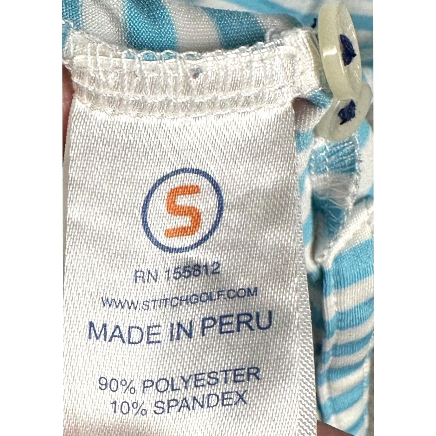 Vintage Stitch Golf Polo Mens Large Light Blue Stripe Short Sleeve Collared Performance Polo Shirt - Golf, Breathable, Stretch, Regular Fit Size US L / EU 52-54 / 3 - 5 Thumbnail
