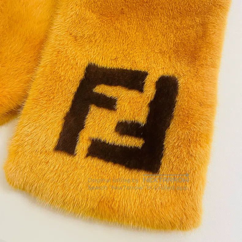 Fendi Fendi size 128x17.5cm FF Letter Mink Fur Scarf, Orange Yell Size ONE SIZE - 6 Thumbnail